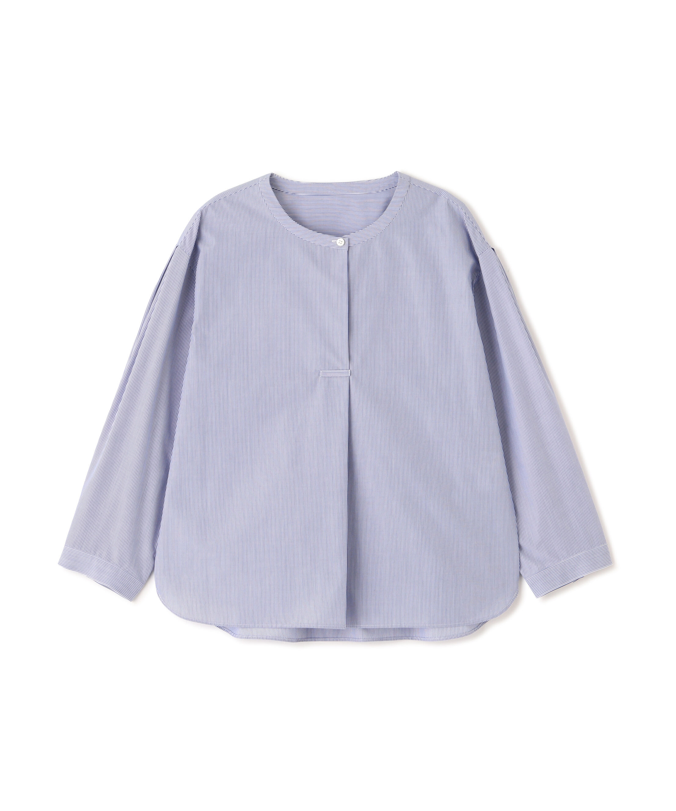  「◆《ウォッシャブル》綿ポリエステル先染ノーカラーブラウス」|シャツ・ブラウス|