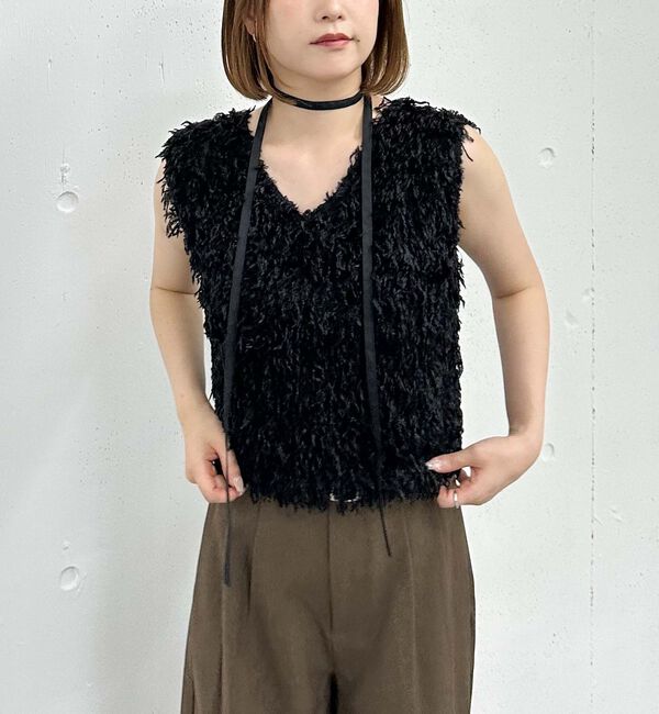 archives「カットフェザーベスト」|タンクトップ|BLACK