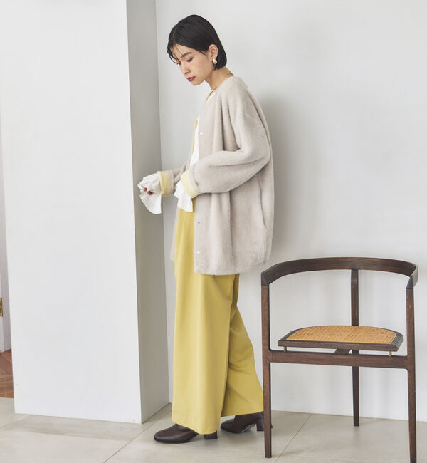 Doux archives「ダブルフェイスノーカラーニットジャケット」|ニット・セーター|