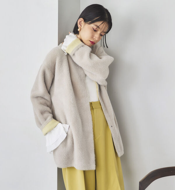 Doux archives「ダブルフェイスノーカラーニットジャケット」|ニット・セーター|