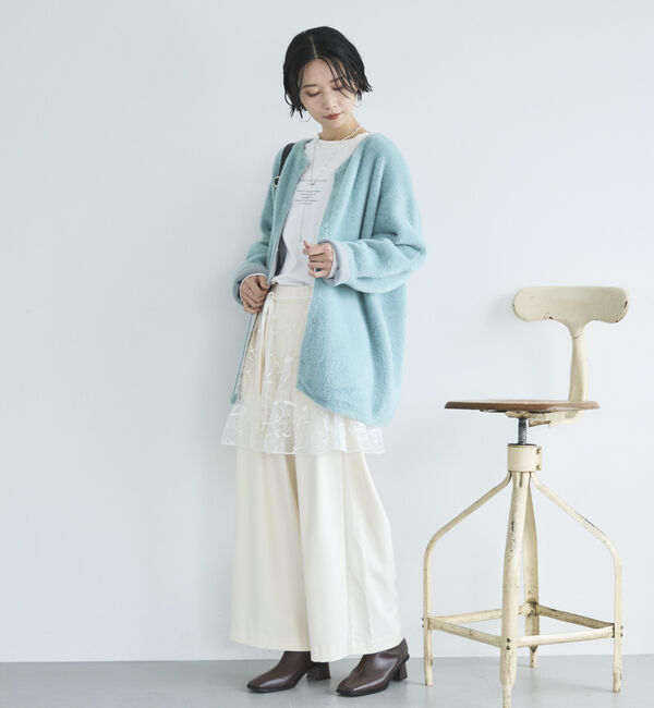 Doux archives「ダブルフェイスノーカラーニットジャケット」|ニット・セーター|