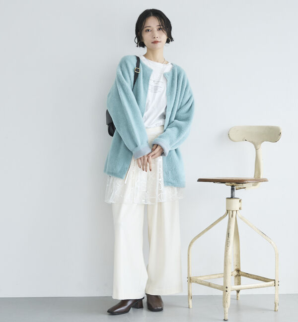 Doux archives「ダブルフェイスノーカラーニットジャケット」|ニット・セーター|