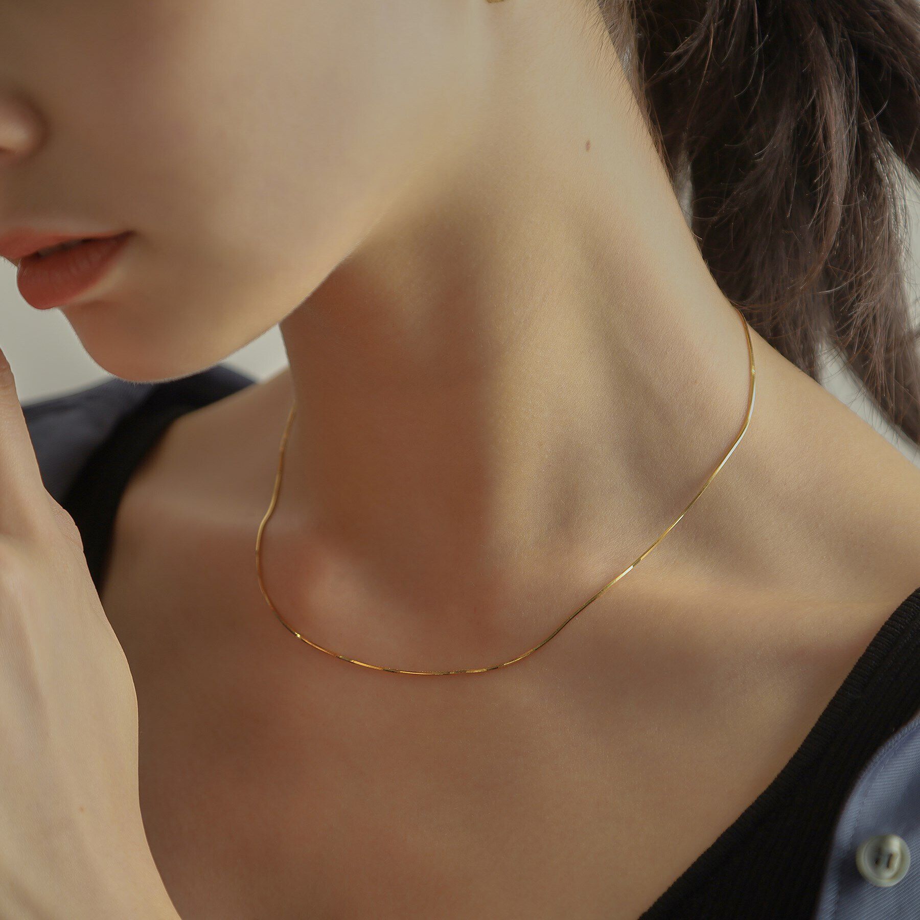 COCOSHNIK「K18コンパクトチェーン ネックレス太40cm」|ネックレス|