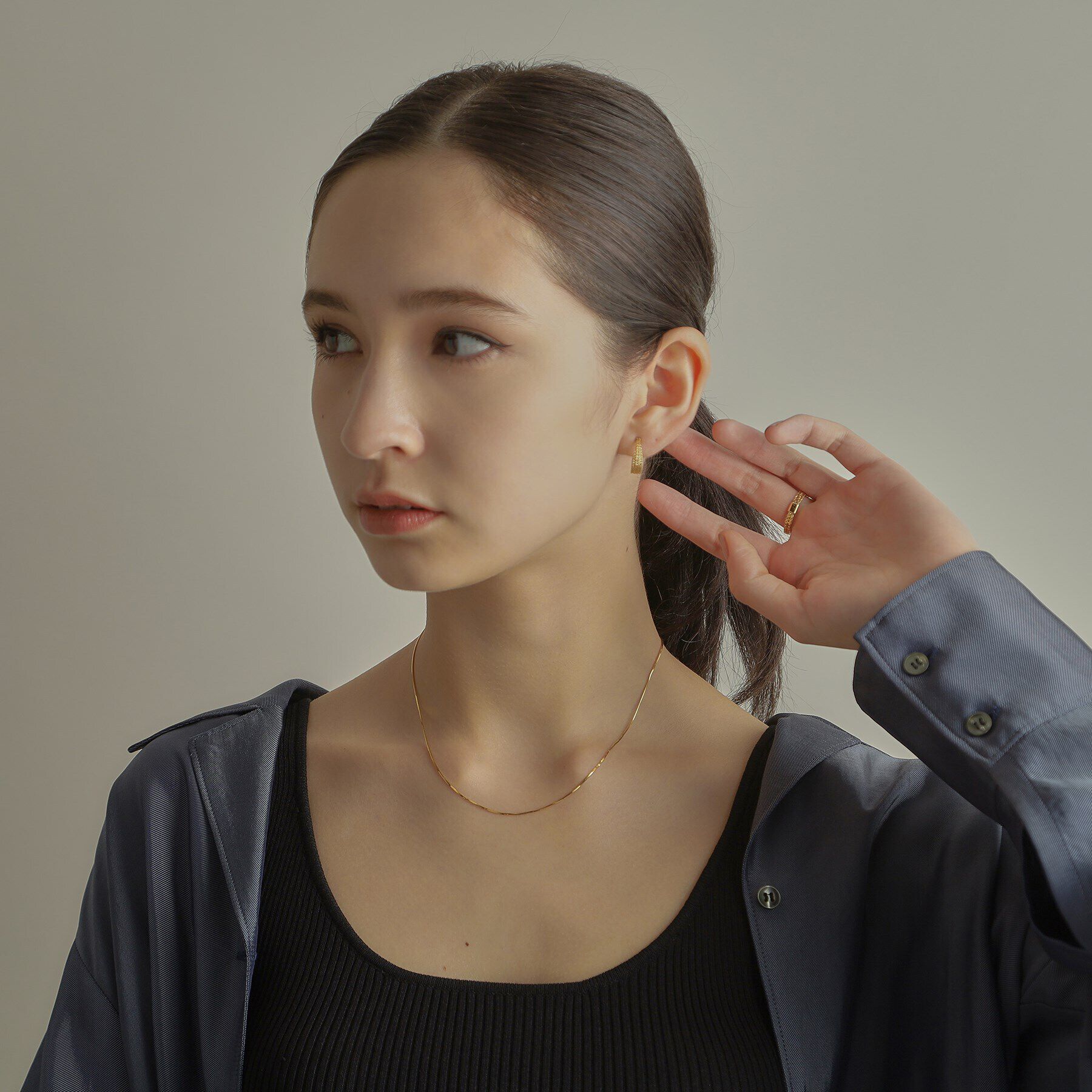 COCOSHNIK「K18コンパクトチェーン ネックレス太40cm」|ネックレス|