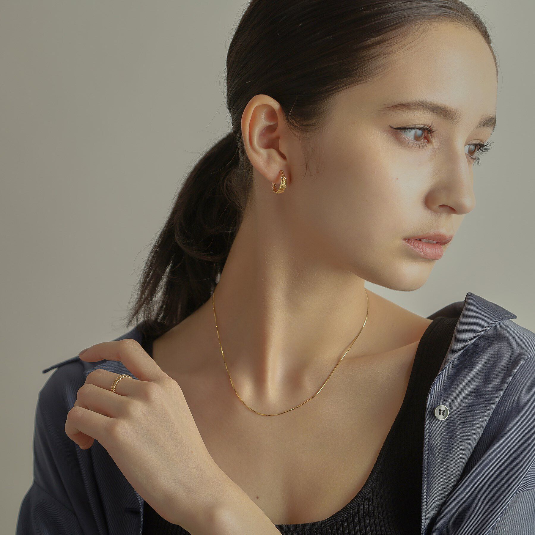 COCOSHNIK「K18コンパクトチェーン ネックレス太40cm」|ネックレス|