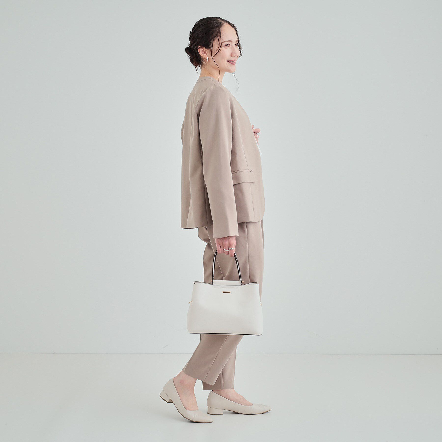 SHOO･LA･RUE「【通勤/セレモニー/2WAY】フロントバー金具3層トート」|トートバッグ|