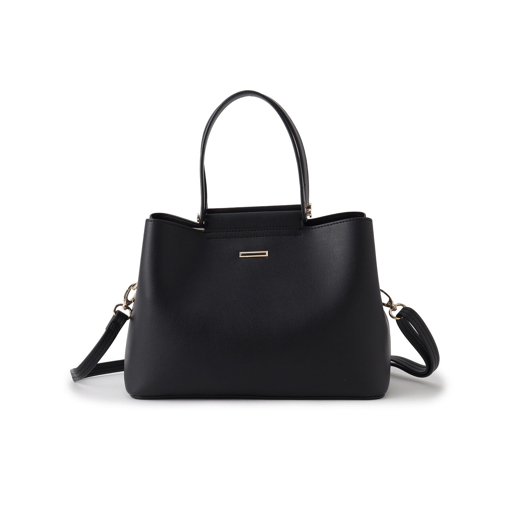 SHOO･LA･RUE「【通勤/セレモニー/2WAY】フロントバー金具3層トート」|トートバッグ|ブラック(019)