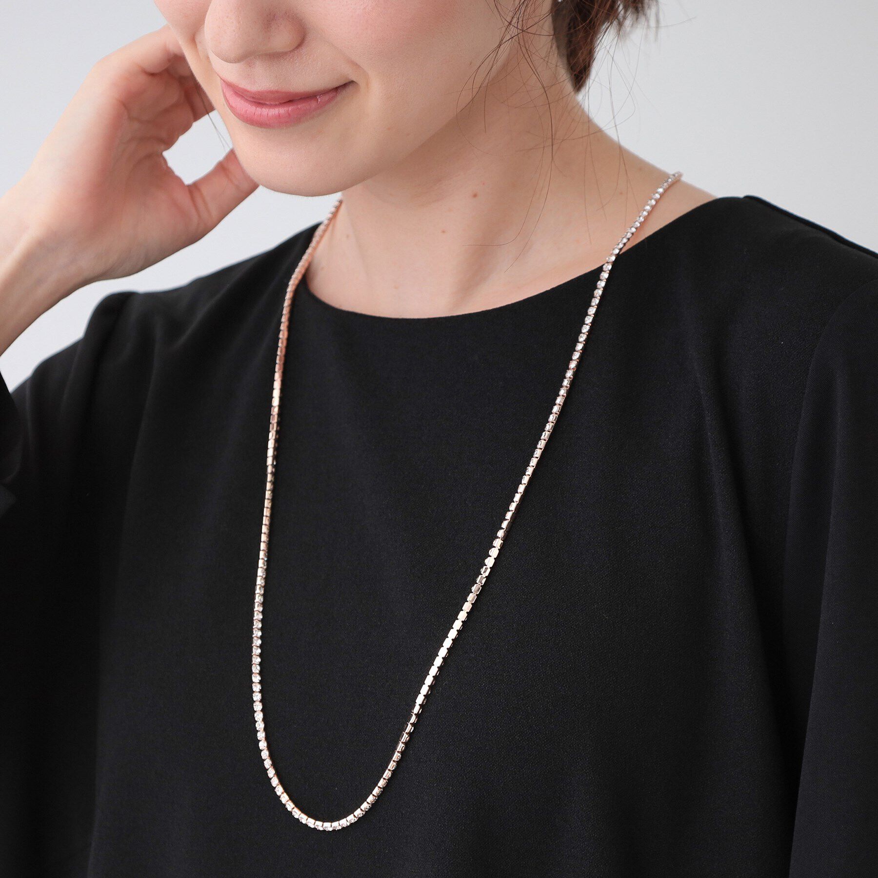 SHOO･LA･RUE「【セレモニー】2連ダイヤレーンロングネックレス」|ネックレス|
