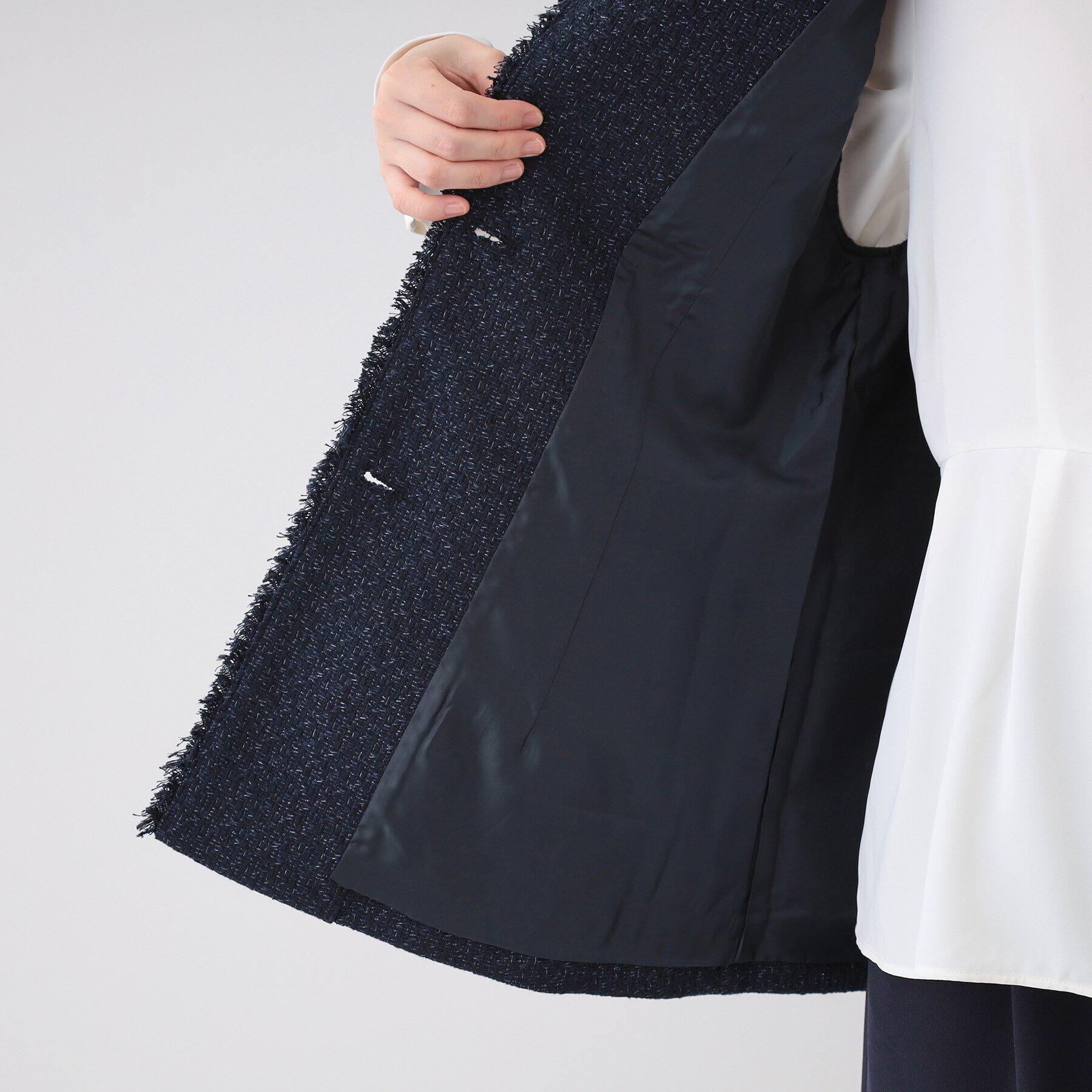 SHOO･LA･RUE「【セレモニーからデイリーまで】フリンジ ツイードジレ」|ベスト・ジレ|