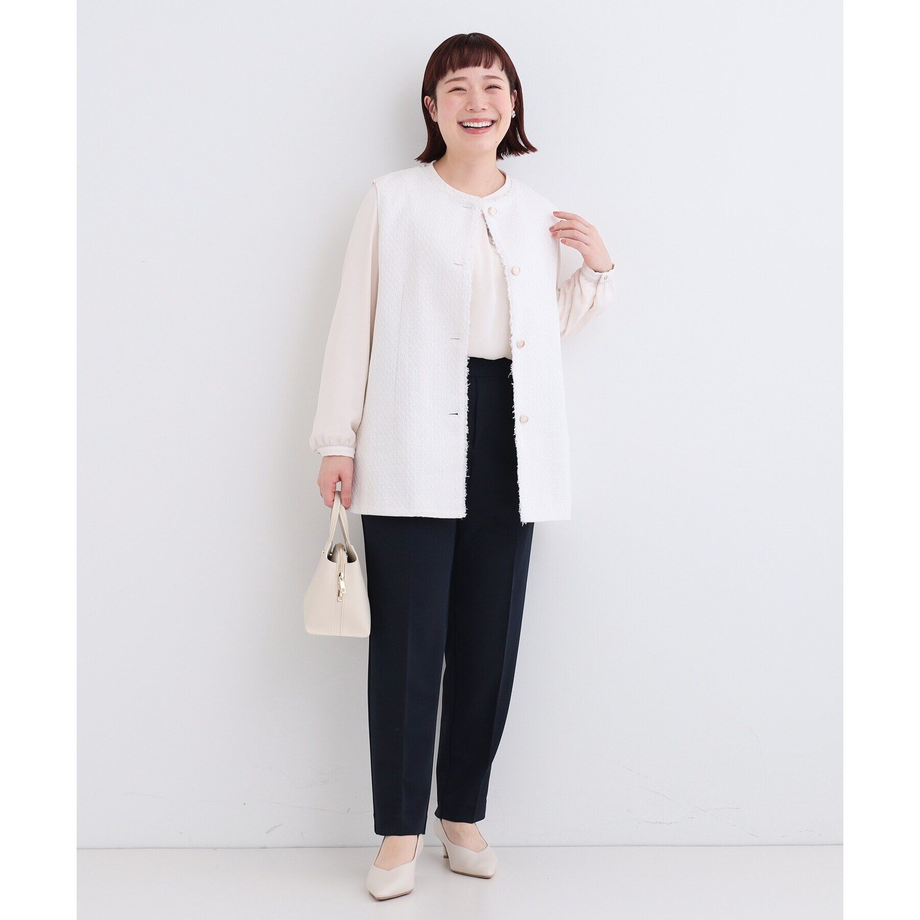 SHOO･LA･RUE「【セレモニーからデイリーまで】フリンジ ツイードジレ」|ベスト・ジレ|