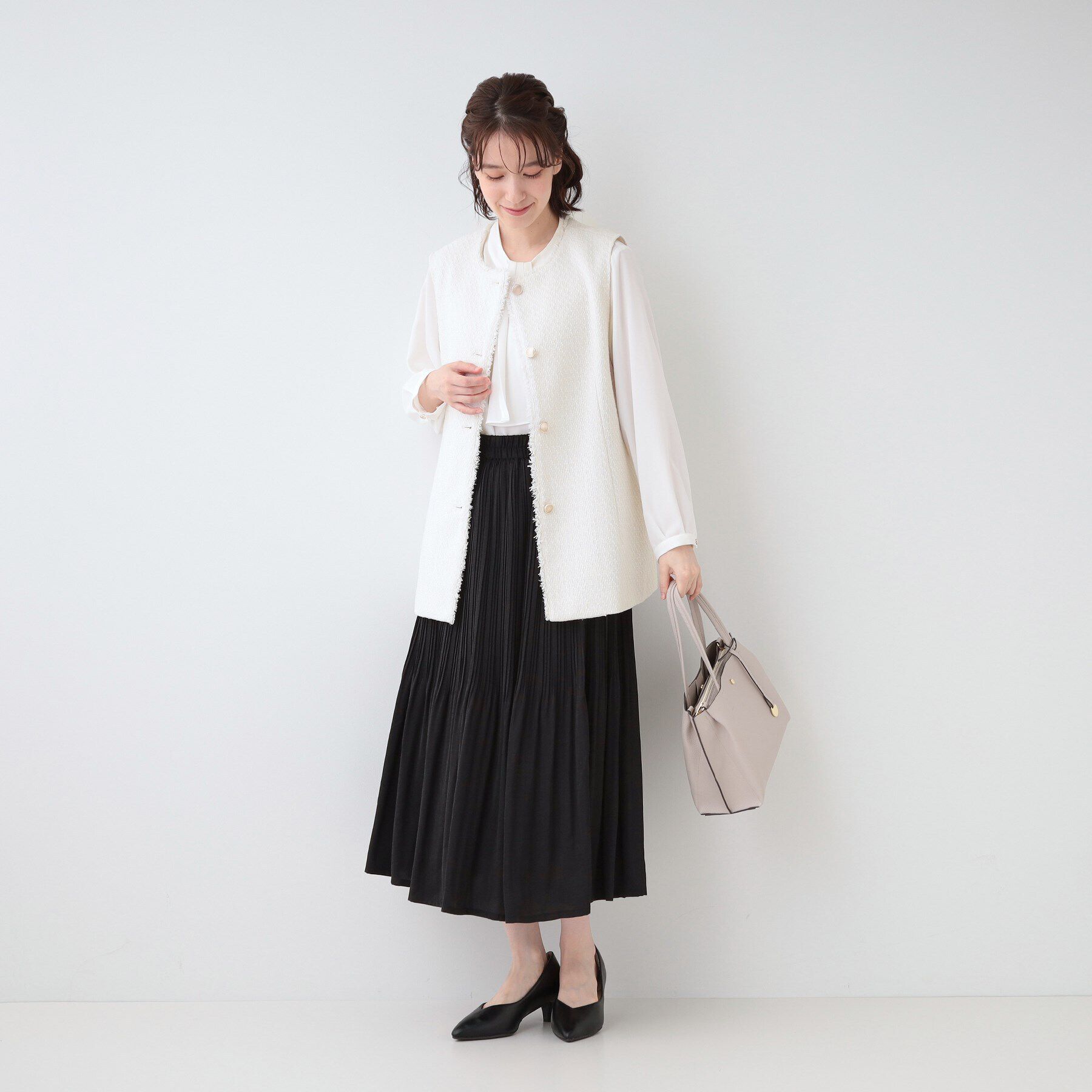 SHOO･LA･RUE「【セレモニーからデイリーまで】フリンジ ツイードジレ」|ベスト・ジレ|