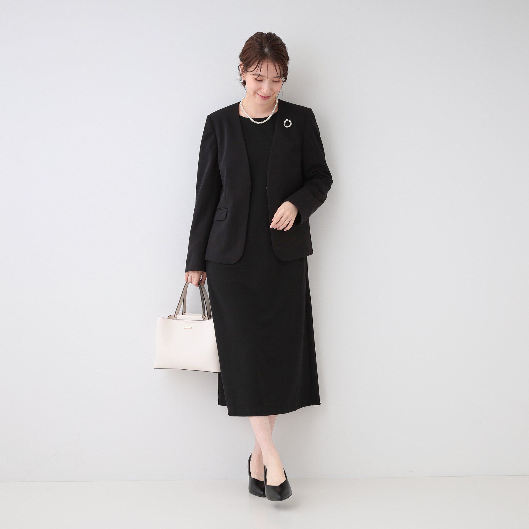 SHOO･LA･RUE「【S-3L/お袖デザイン2WAY】異素材ドッキングワンピース」|ワンピース|