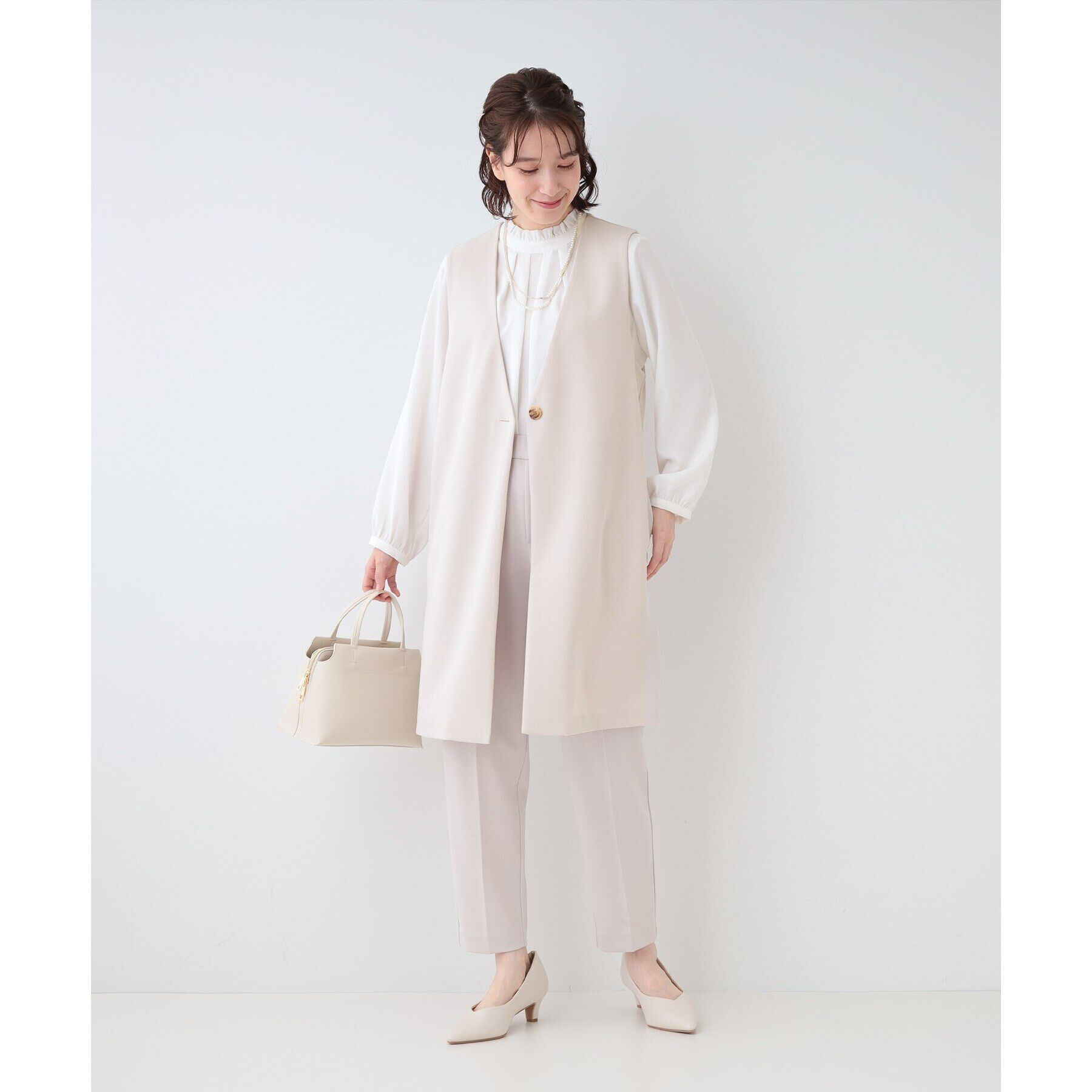 SHOO･LA･RUE「【洗える/S-3L/セットアップ可】セレモニーや通勤に カットジョーゼットテーパードパンツ」|その他|