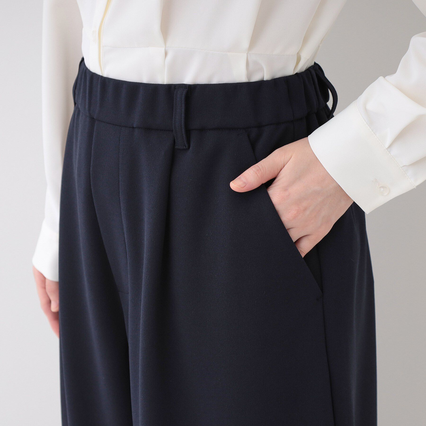 SHOO･LA･RUE「【洗える/S-3L/セットアップ可】セレモニーからデイリーに カットジョーゼット ワイドパンツ」|その他|