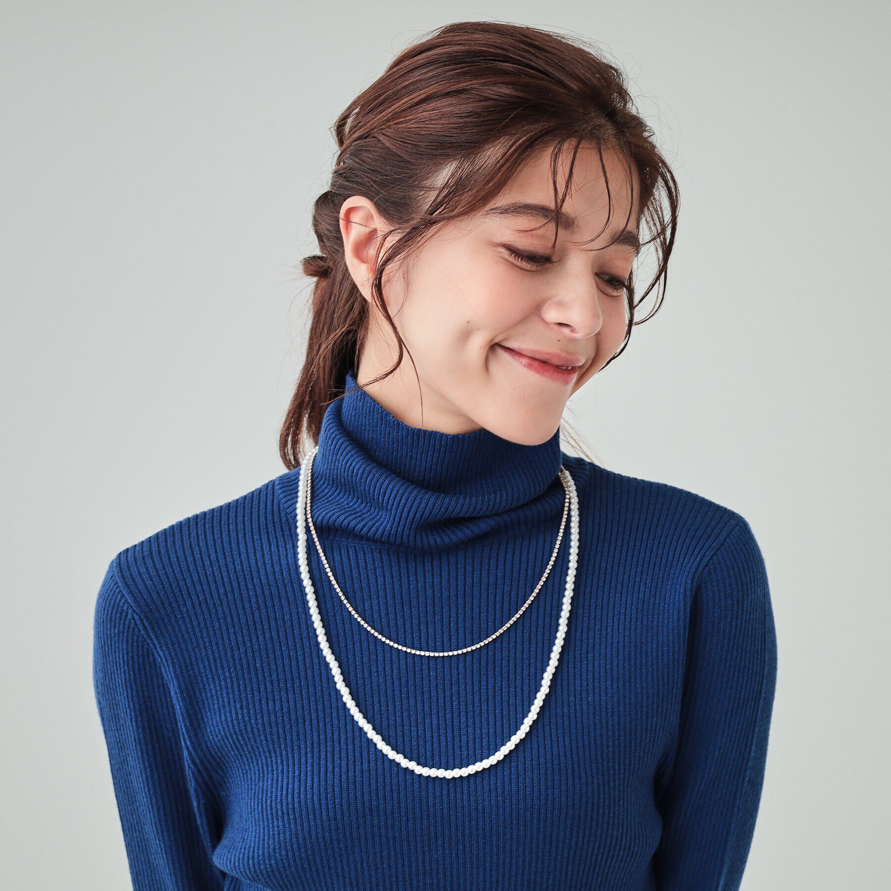 SHOO･LA･RUE「【セレモニー】ダイヤレーン・フェイクパール切替ネックレス」|ネックレス|