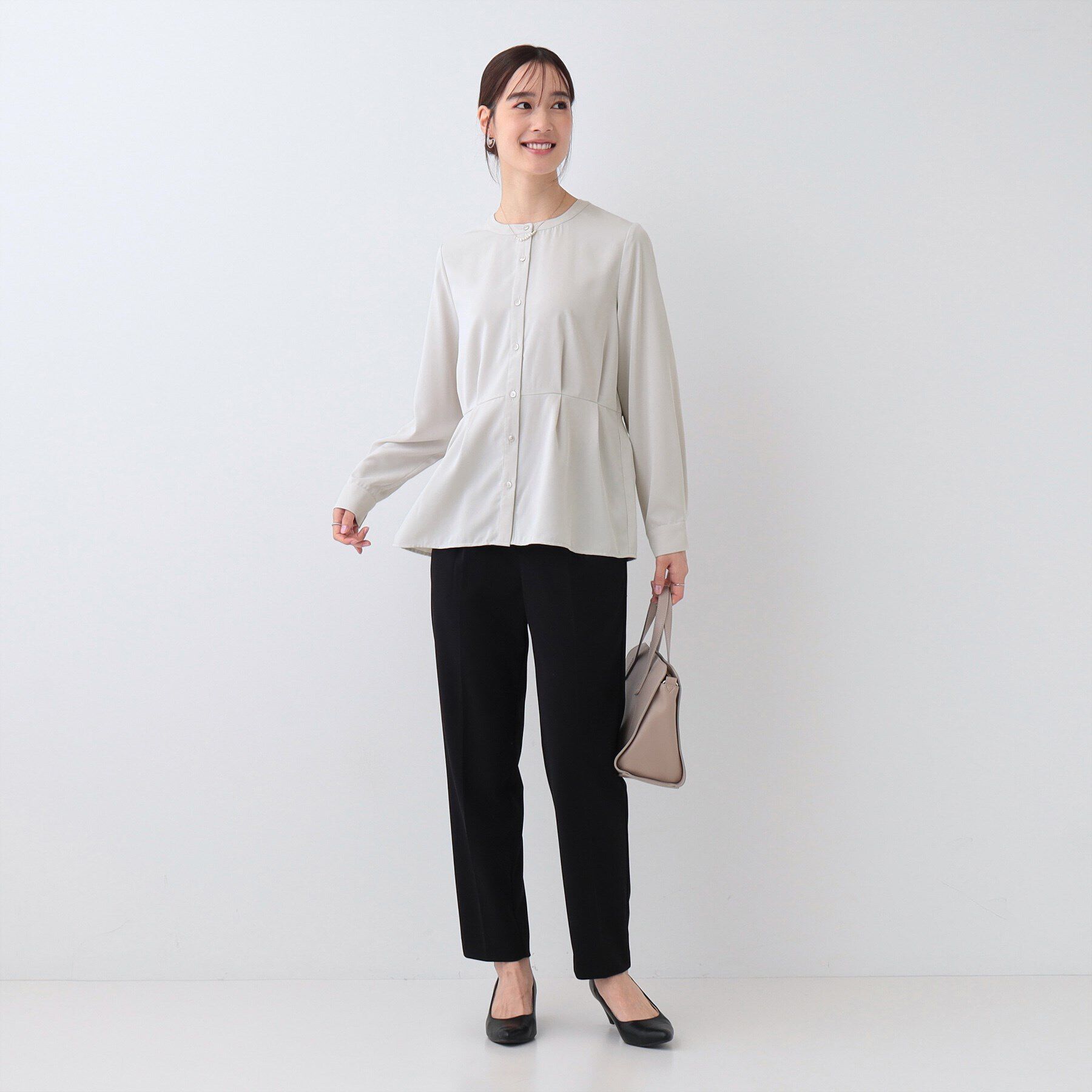 SHOO･LA･RUE「【S-3L】さらり軽やか インせず決まる ペプラムブラウス」|シャツ・ブラウス|