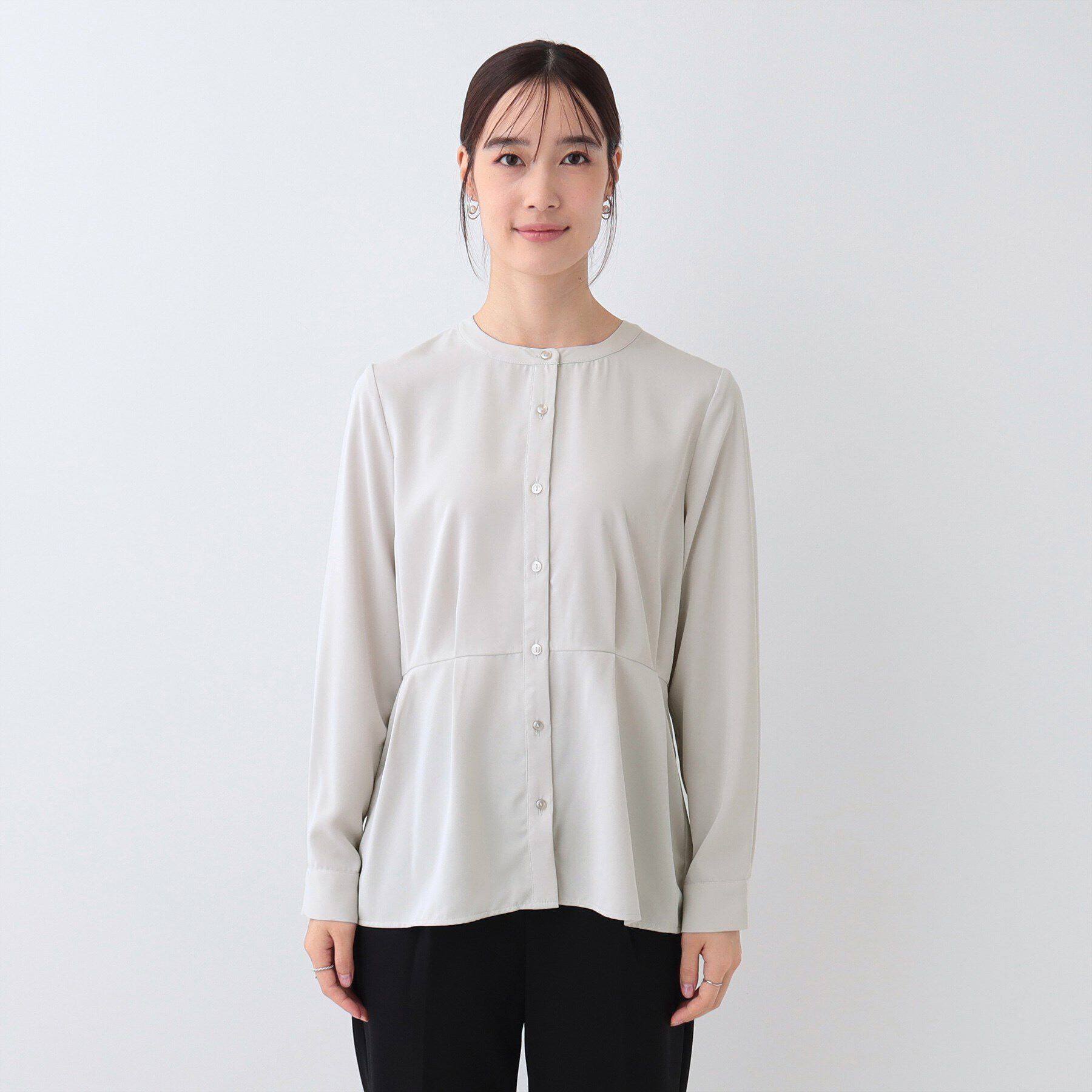 SHOO･LA･RUE「【S-3L】さらり軽やか インせず決まる ペプラムブラウス」|シャツ・ブラウス|