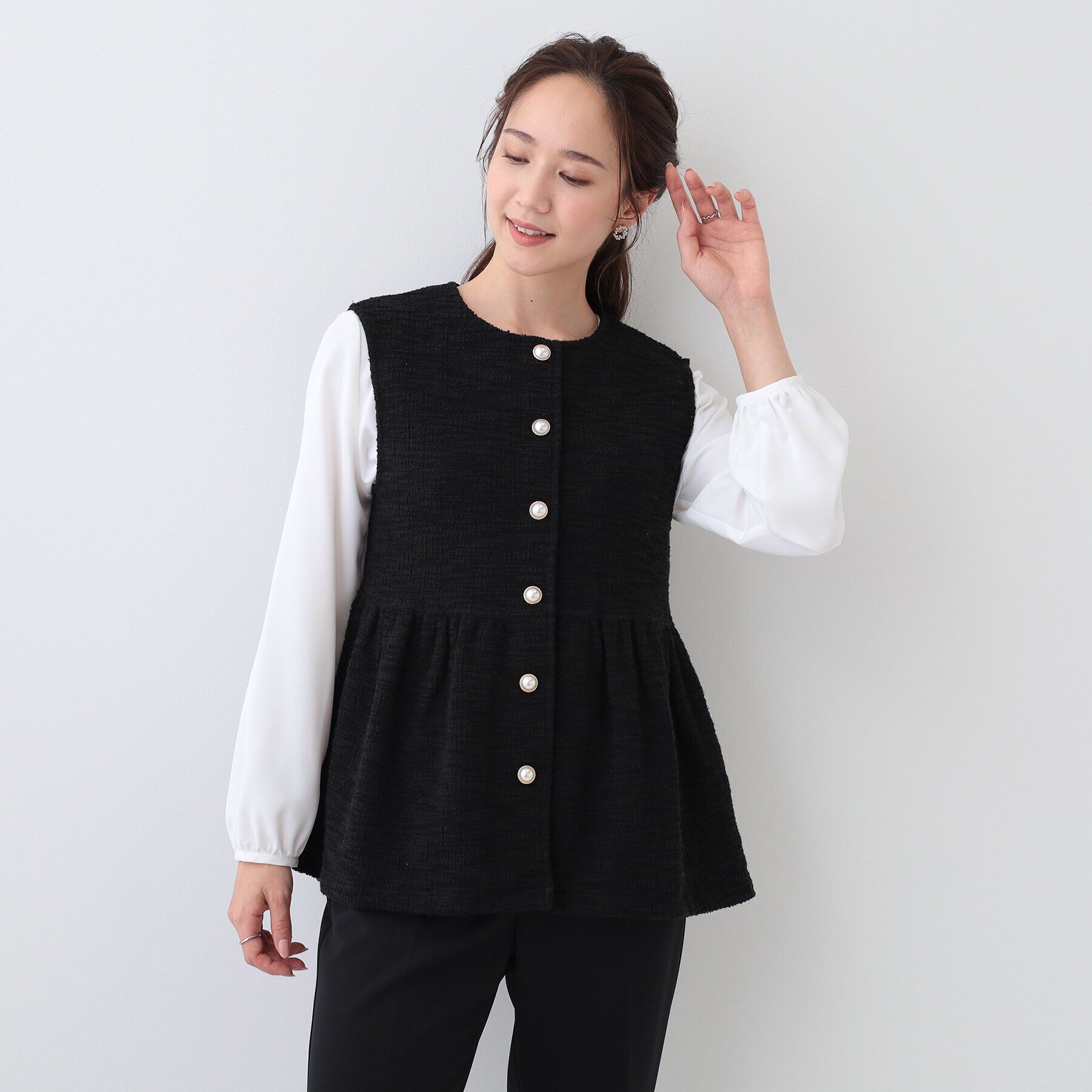 SHOO･LA･RUE「カットツイードペプラムジレ」|ベスト・ジレ|