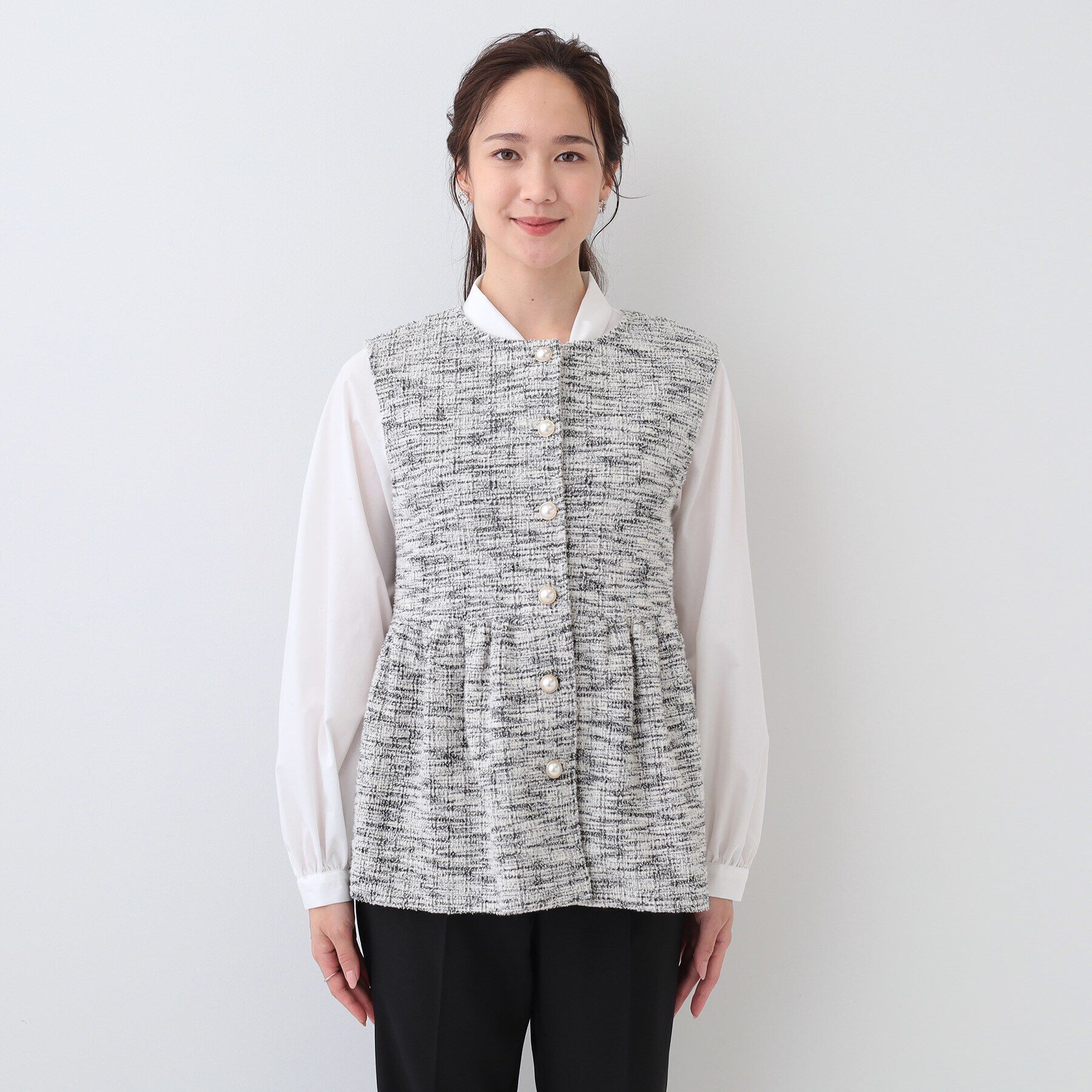 SHOO･LA･RUE「カットツイードペプラムジレ」|ベスト・ジレ|