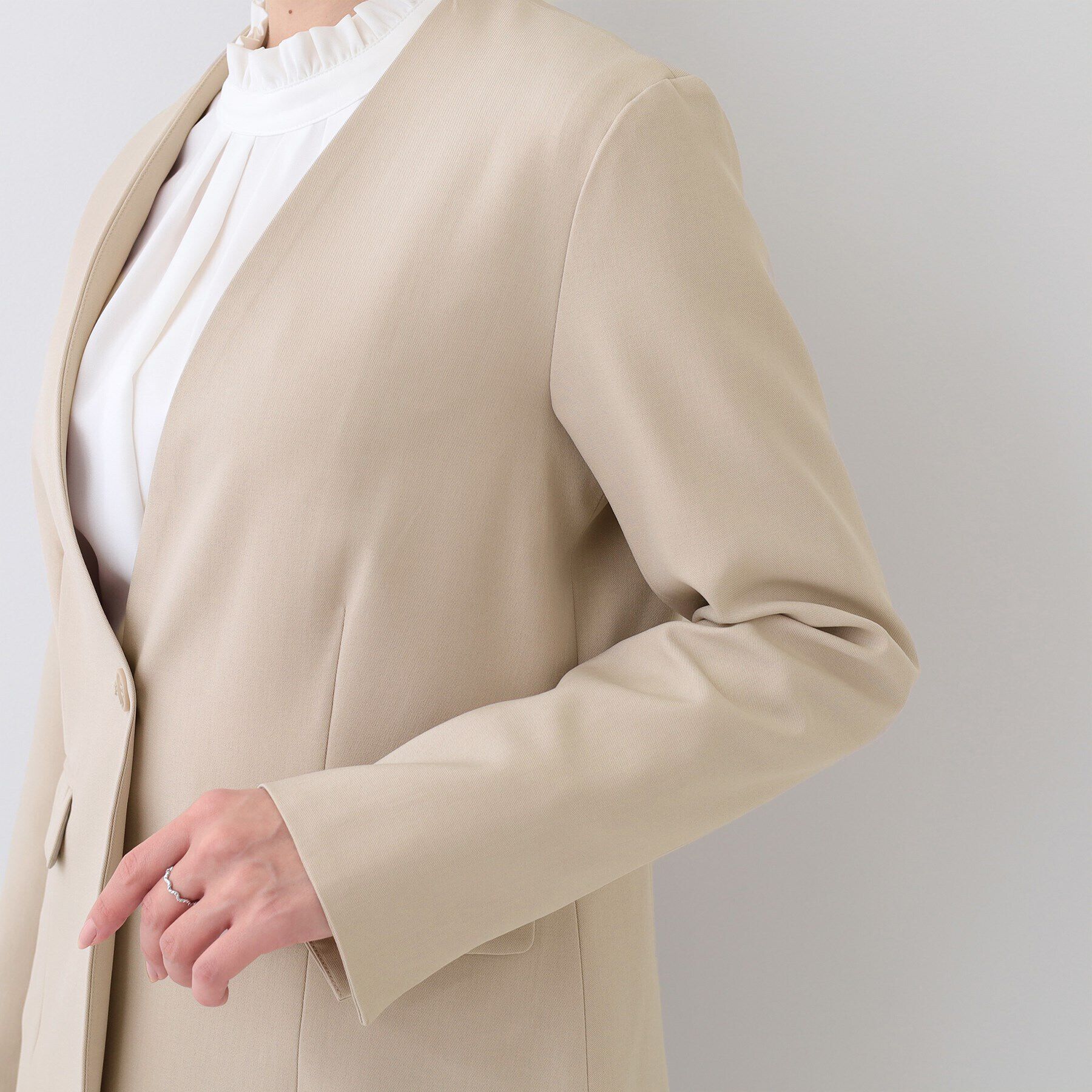 SHOO･LA･RUE「【S-LL/セットアップ可/通勤/セレモニー】ノーカラージャケット」|ノーカラージャケット|
