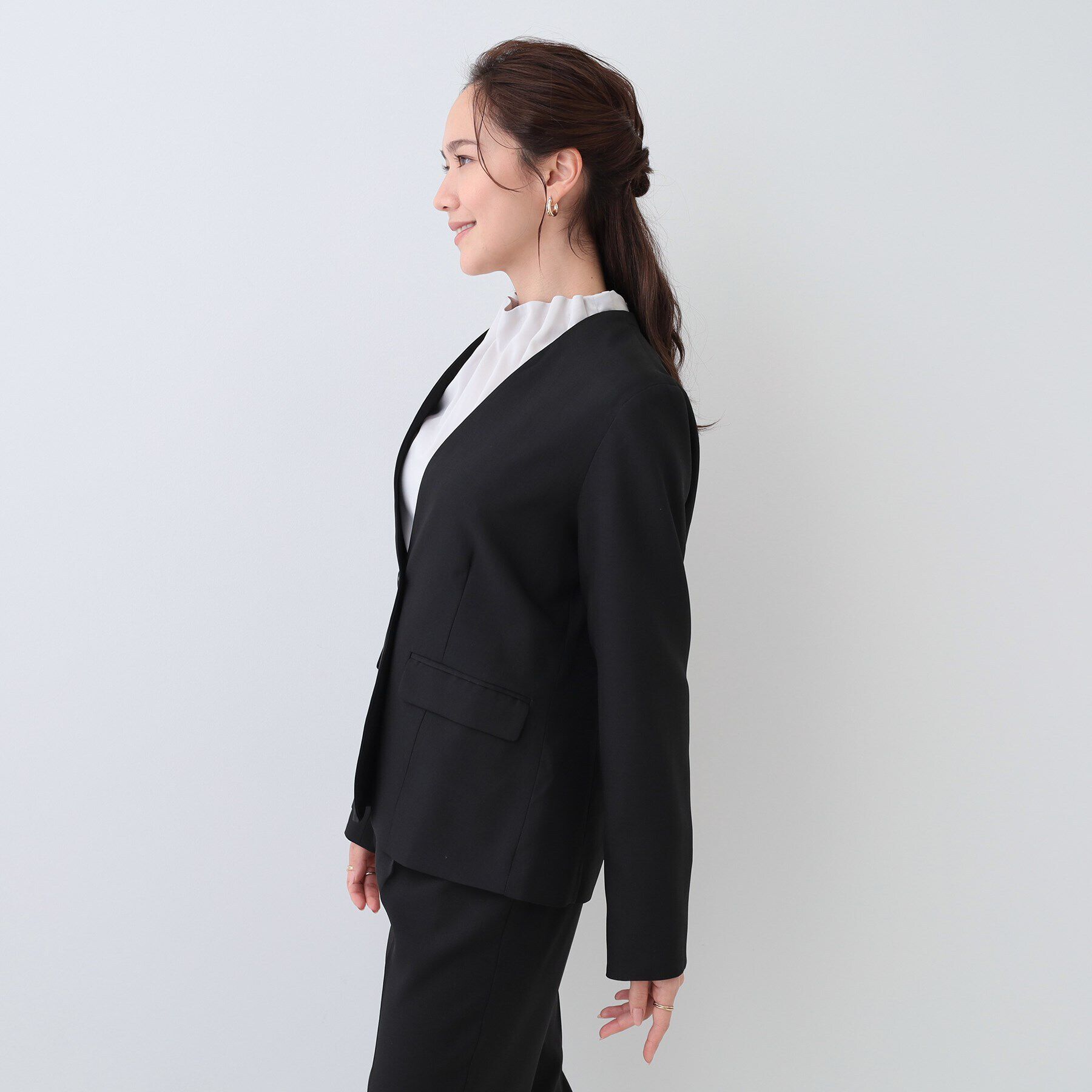 SHOO･LA･RUE「【S-LL/セットアップ可/通勤/セレモニー】ノーカラージャケット」|ノーカラージャケット|