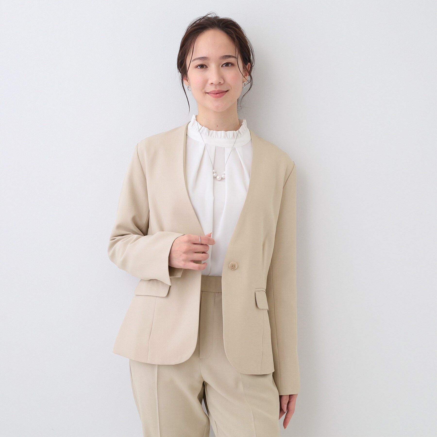 SHOO･LA･RUE「【S-LL/セットアップ可/通勤/セレモニー】ノーカラージャケット」|ノーカラージャケット|