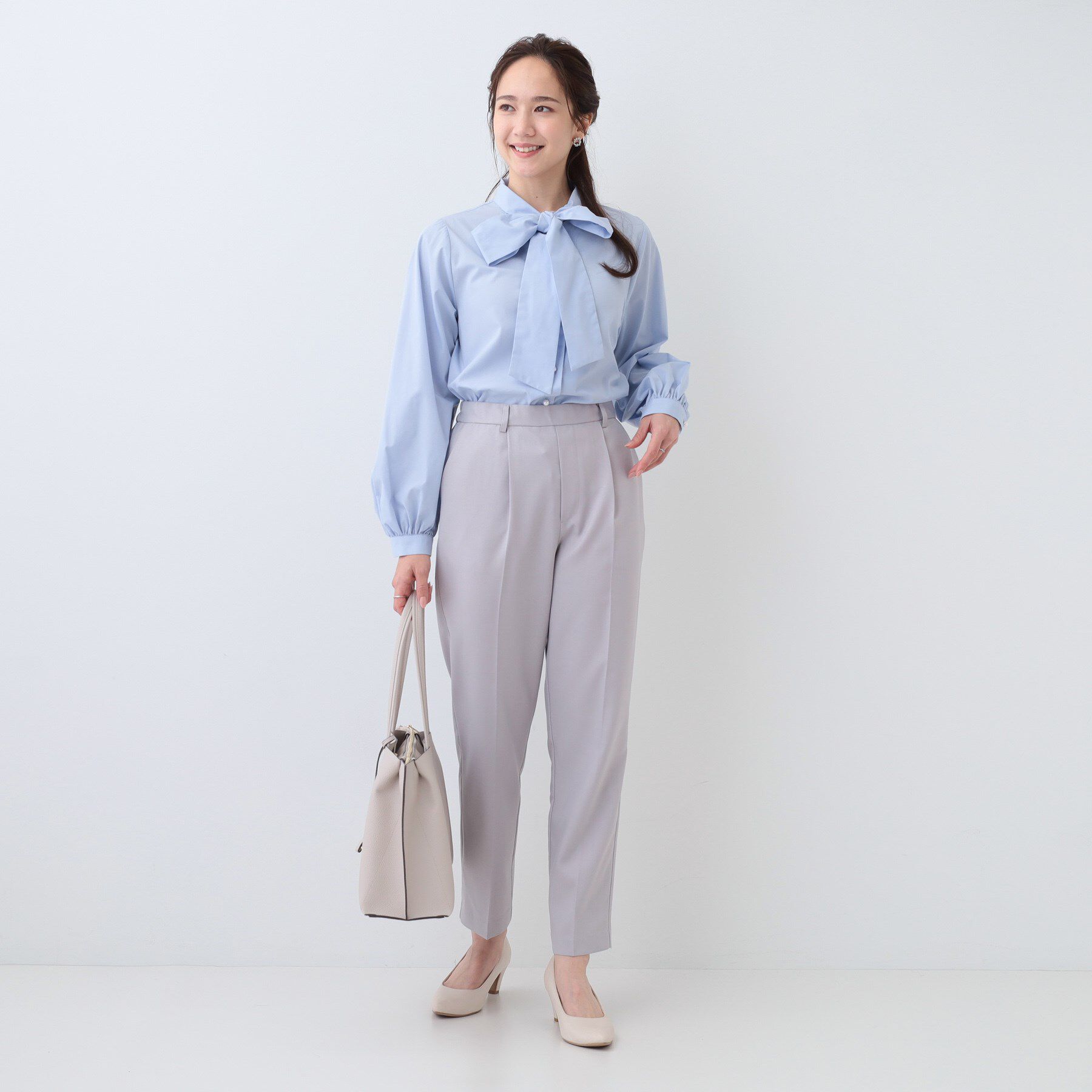 SHOO･LA･RUE「【S-LL】お顔回りを華やかに リボンタイブラウス」|シャツ・ブラウス|