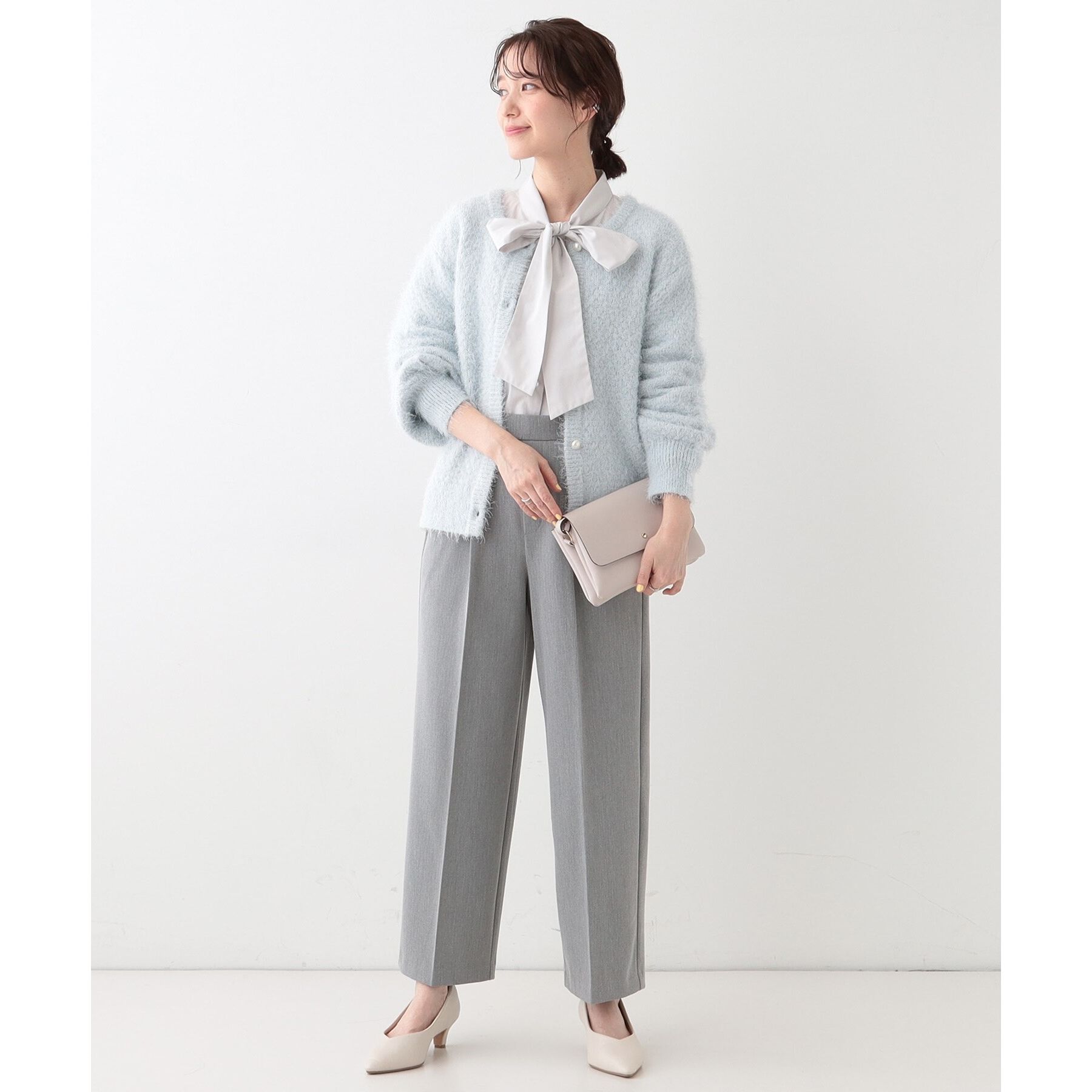 SHOO･LA･RUE「【S-LL】お顔回りを華やかに リボンタイブラウス」|シャツ・ブラウス|