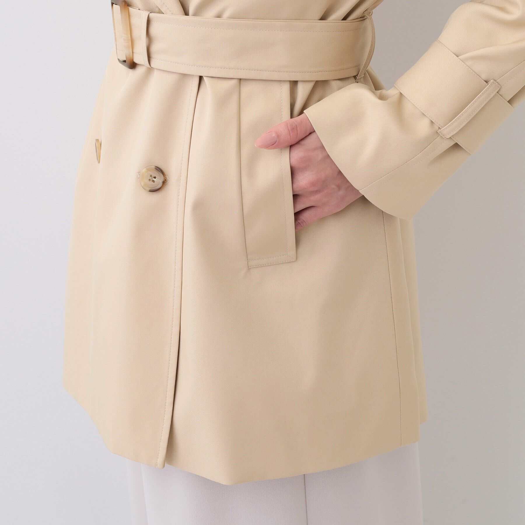 SHOO･LA･RUE「【S-LL/防花粉/撥水】ミドル丈トレンチコート」|トレンチコート|