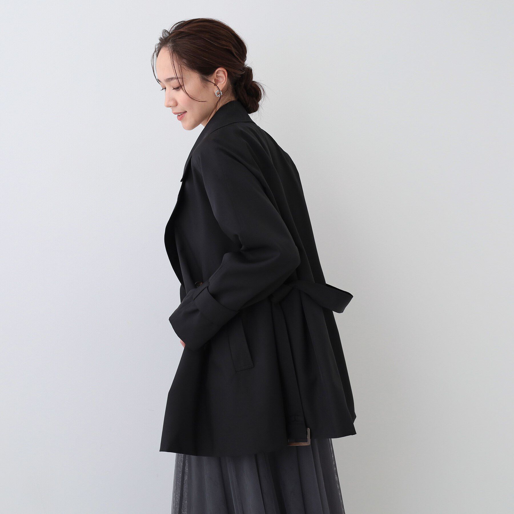 SHOO･LA･RUE「【S-LL/防花粉/撥水】ミドル丈トレンチコート」|トレンチコート|