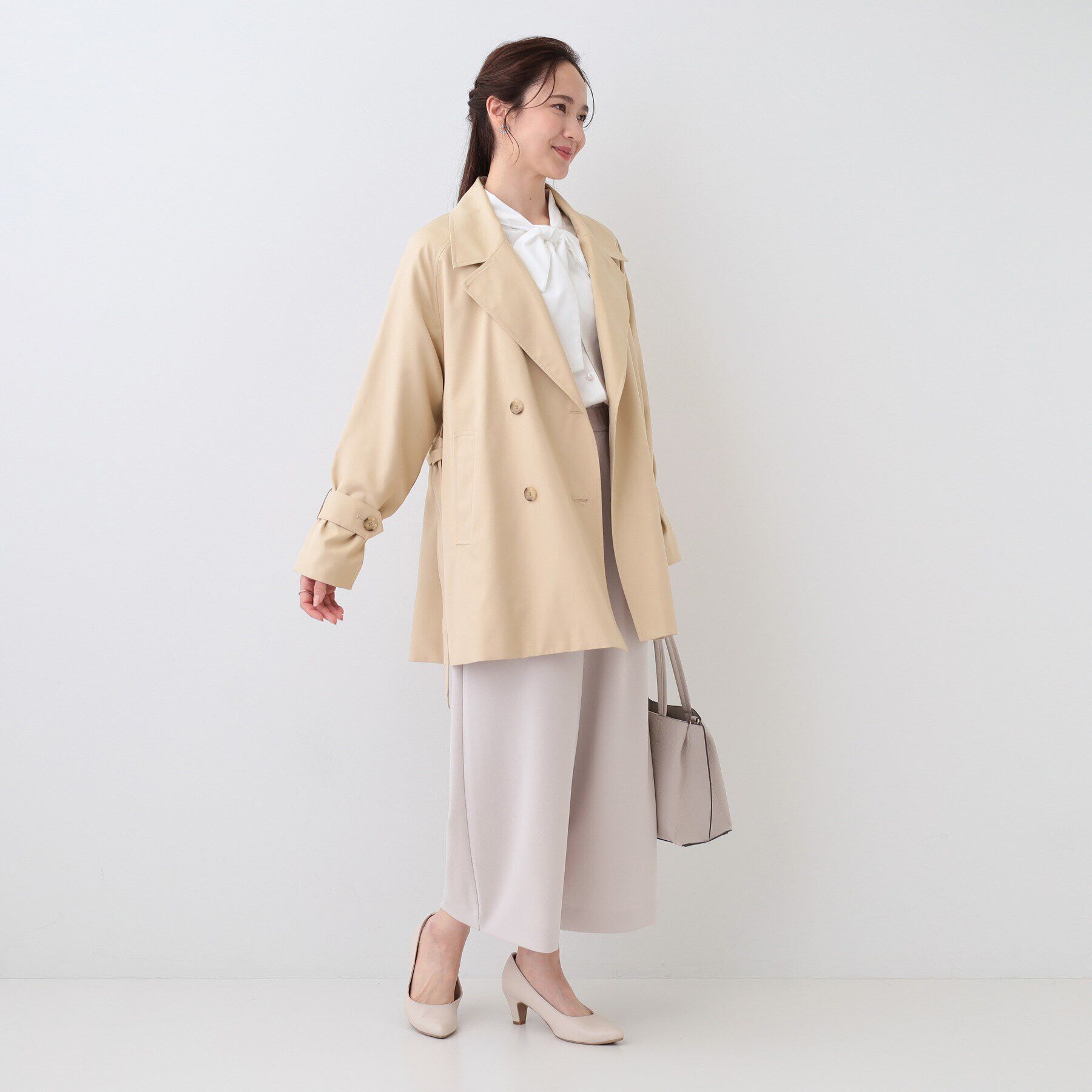 SHOO･LA･RUE「【S-LL/防花粉/撥水】ミドル丈トレンチコート」|トレンチコート|