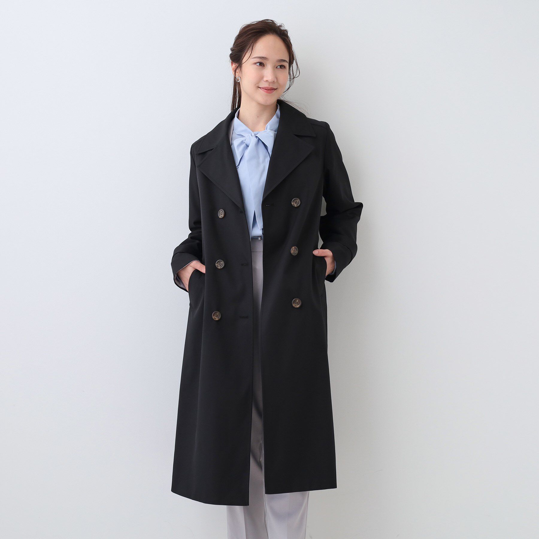 SHOO･LA･RUE「【S-LL/防花粉/撥水加工】ロングトレンチコート」|トレンチコート|