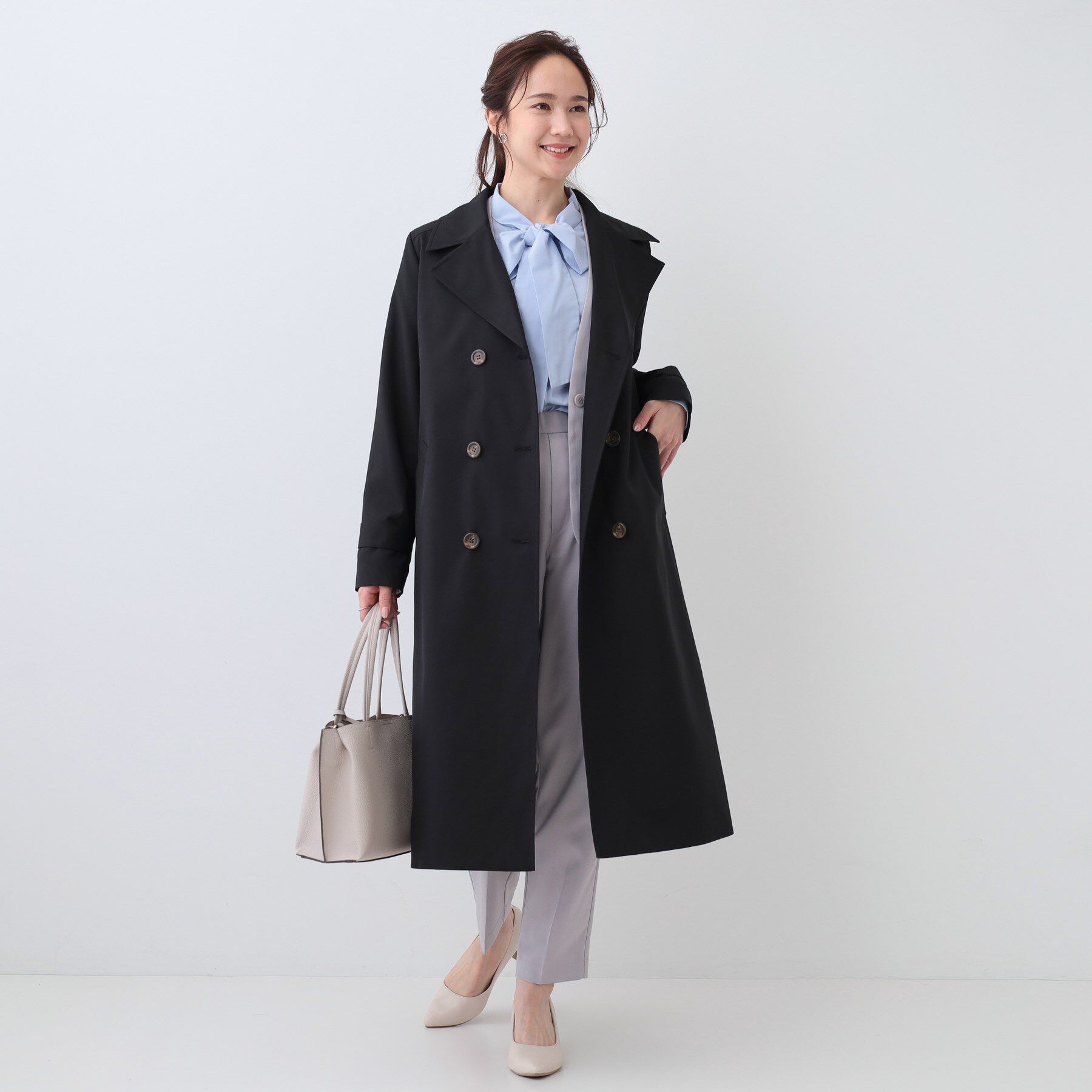 SHOO･LA･RUE「【S-LL/防花粉/撥水加工】ロングトレンチコート」|トレンチコート|