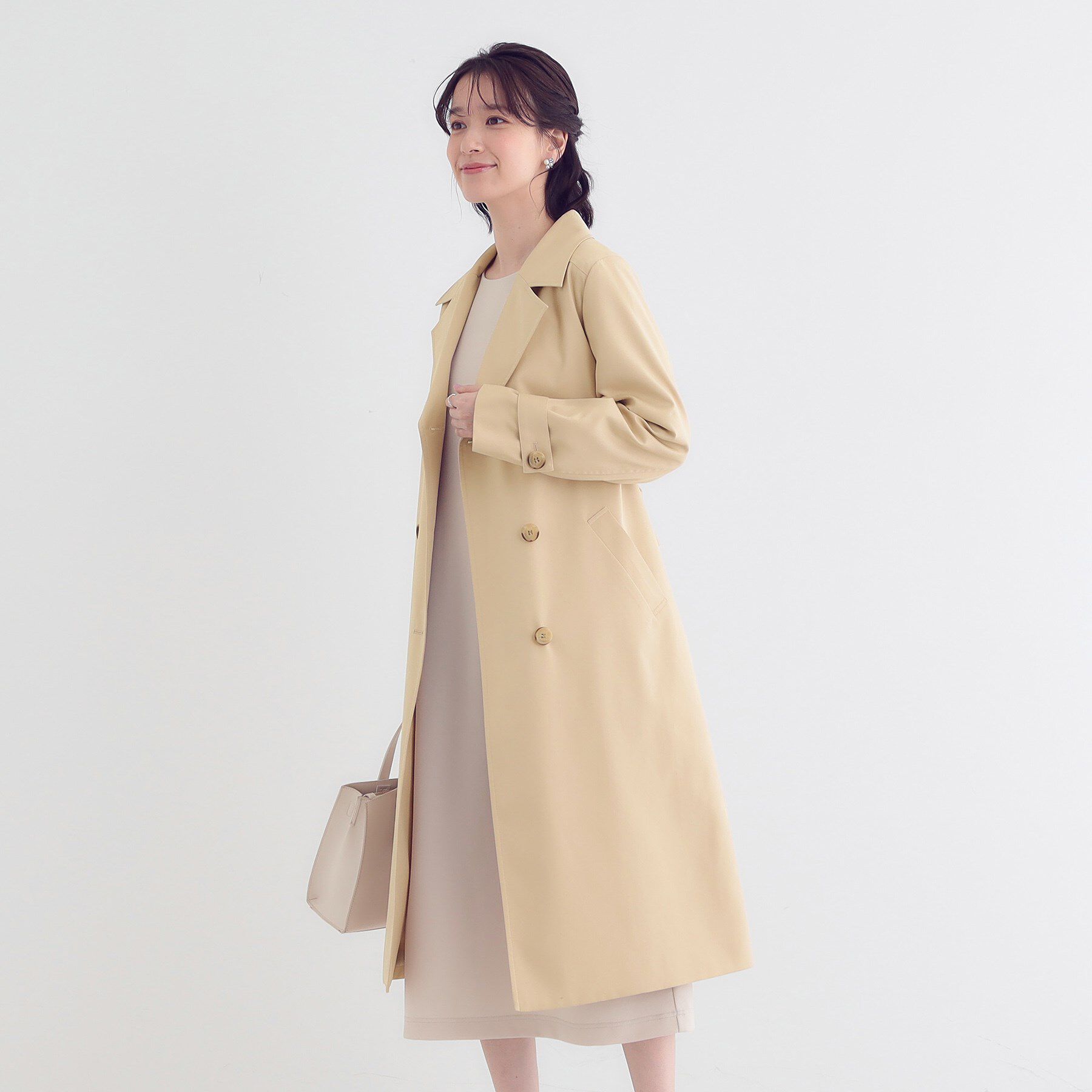 SHOO･LA･RUE「【S-LL/防花粉/撥水加工】ロングトレンチコート」|トレンチコート|