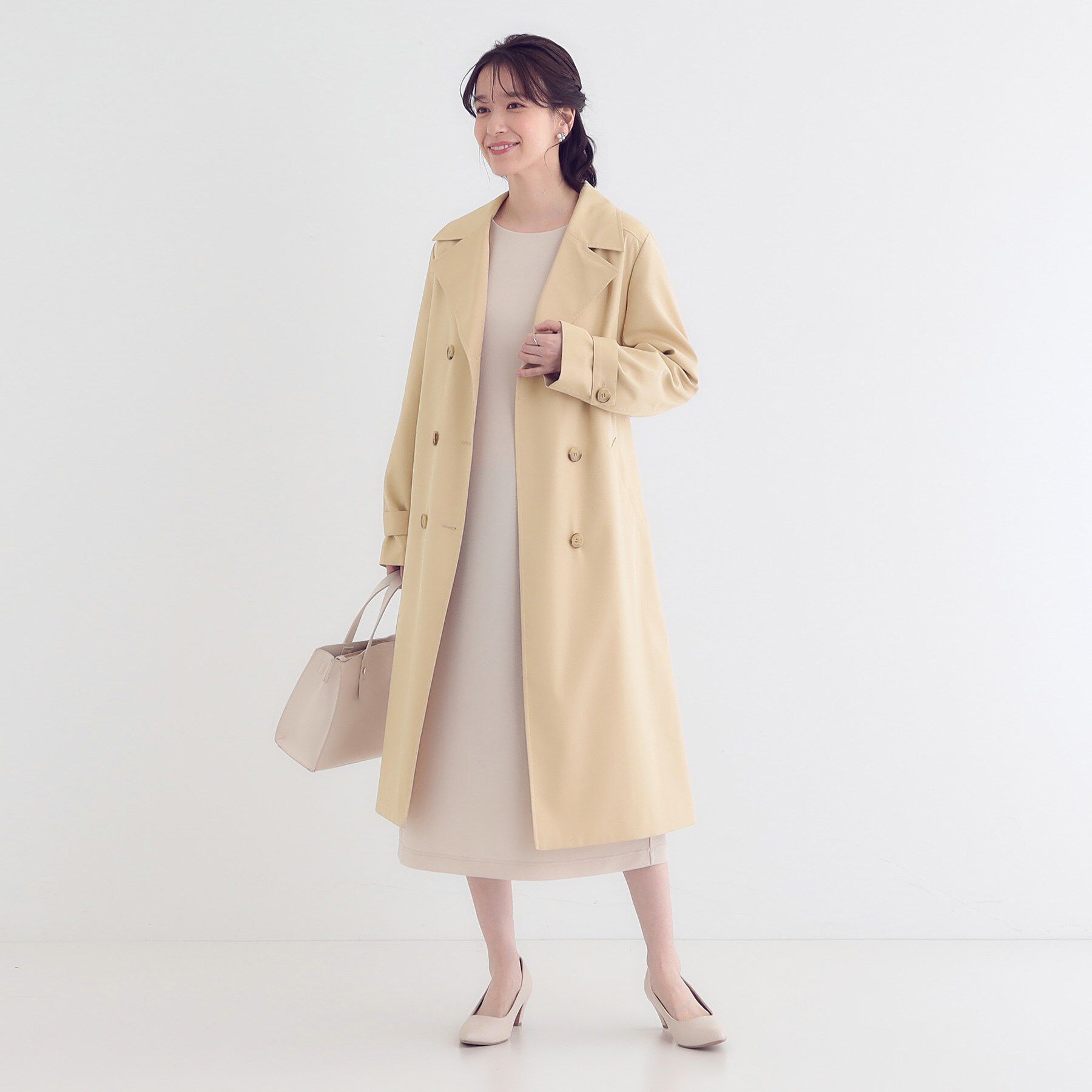 SHOO･LA･RUE「【S-LL/防花粉/撥水加工】ロングトレンチコート」|トレンチコート|