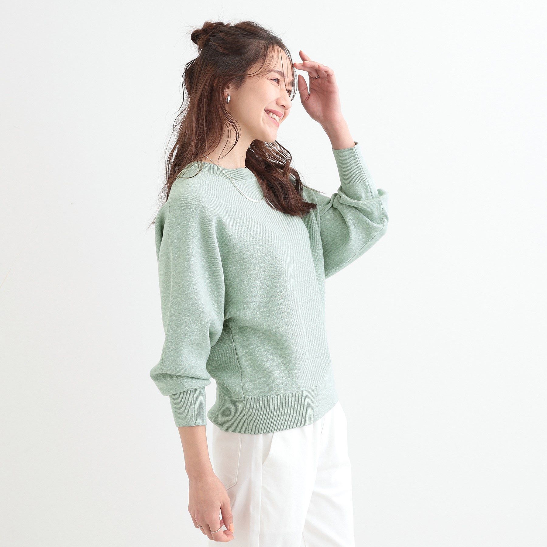 SHOO･LA･RUE「【S-LL】さりげないキラッと感。ラメドルマンニット」|ニット・セーター|