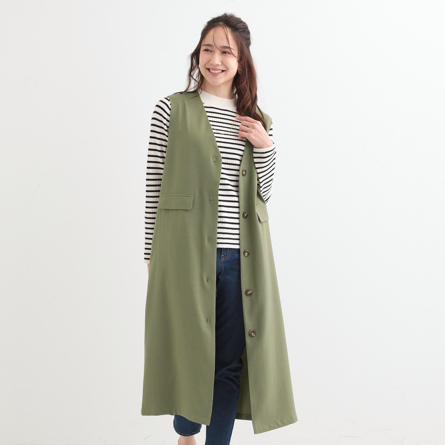 SHOO･LA･RUE「【S-LL/2WAY】ジャンドレにもなるロングジレ」|ベスト・ジレ|