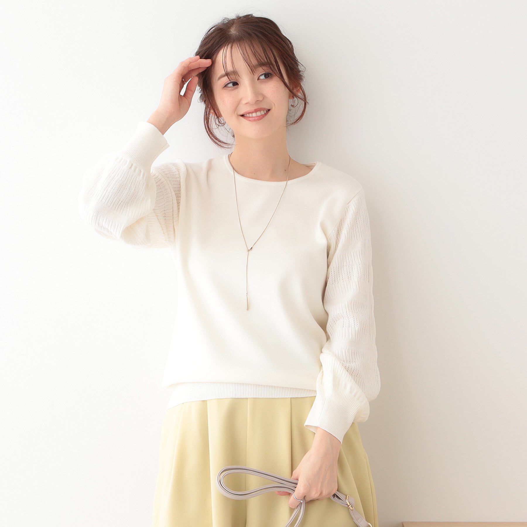 SHOO･LA･RUE「【S-LL】大人の上品コーデに お袖編み地切替 デザインニット」|ニット・セーター|