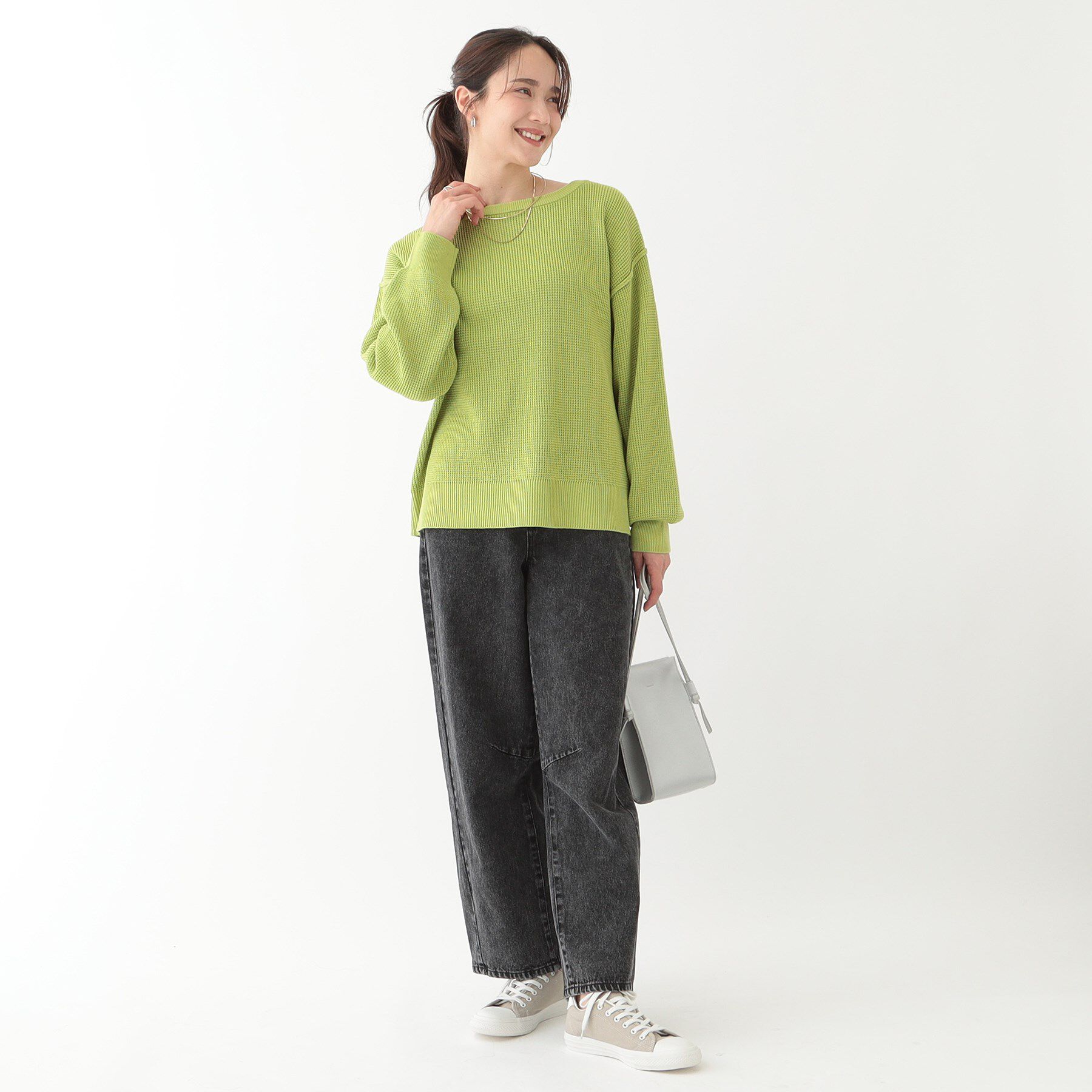 SHOO･LA･RUE「【洗える/S-LL】ワッフル編みが魅力な ドロップショルダーニット」|ニット・セーター|