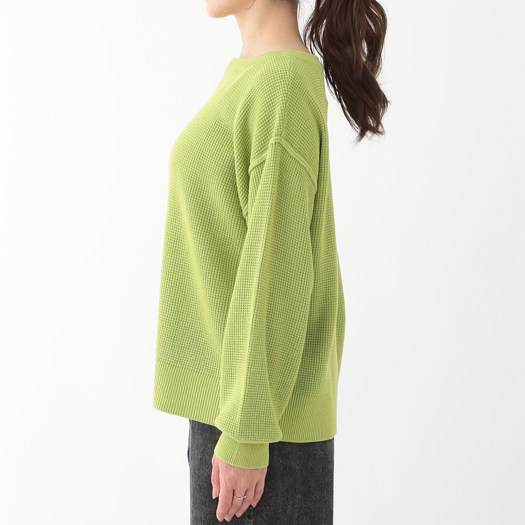 SHOO･LA･RUE「【洗える/S-LL】ワッフル編みが魅力な ドロップショルダーニット」|ニット・セーター|