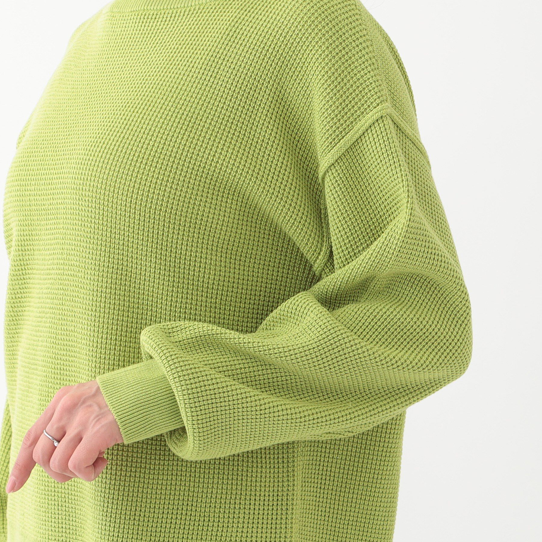 SHOO･LA･RUE「【洗える/S-LL】ワッフル編みが魅力な ドロップショルダーニット」|ニット・セーター|