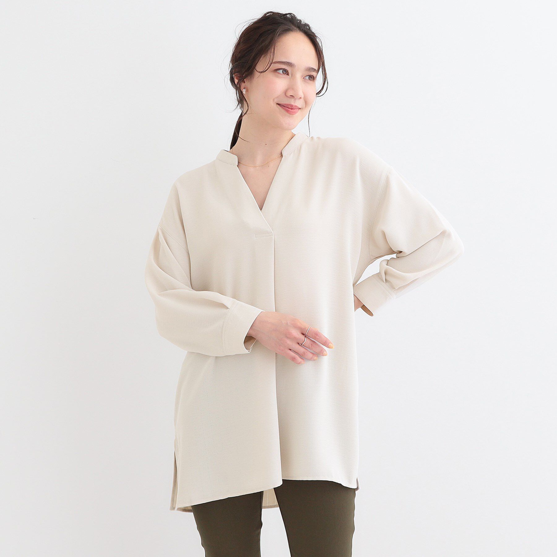 SHOO･LA･RUE「【洗える/S-LL】さらさらタッチが心地よい ゆったりチュニック」|チュニック|
