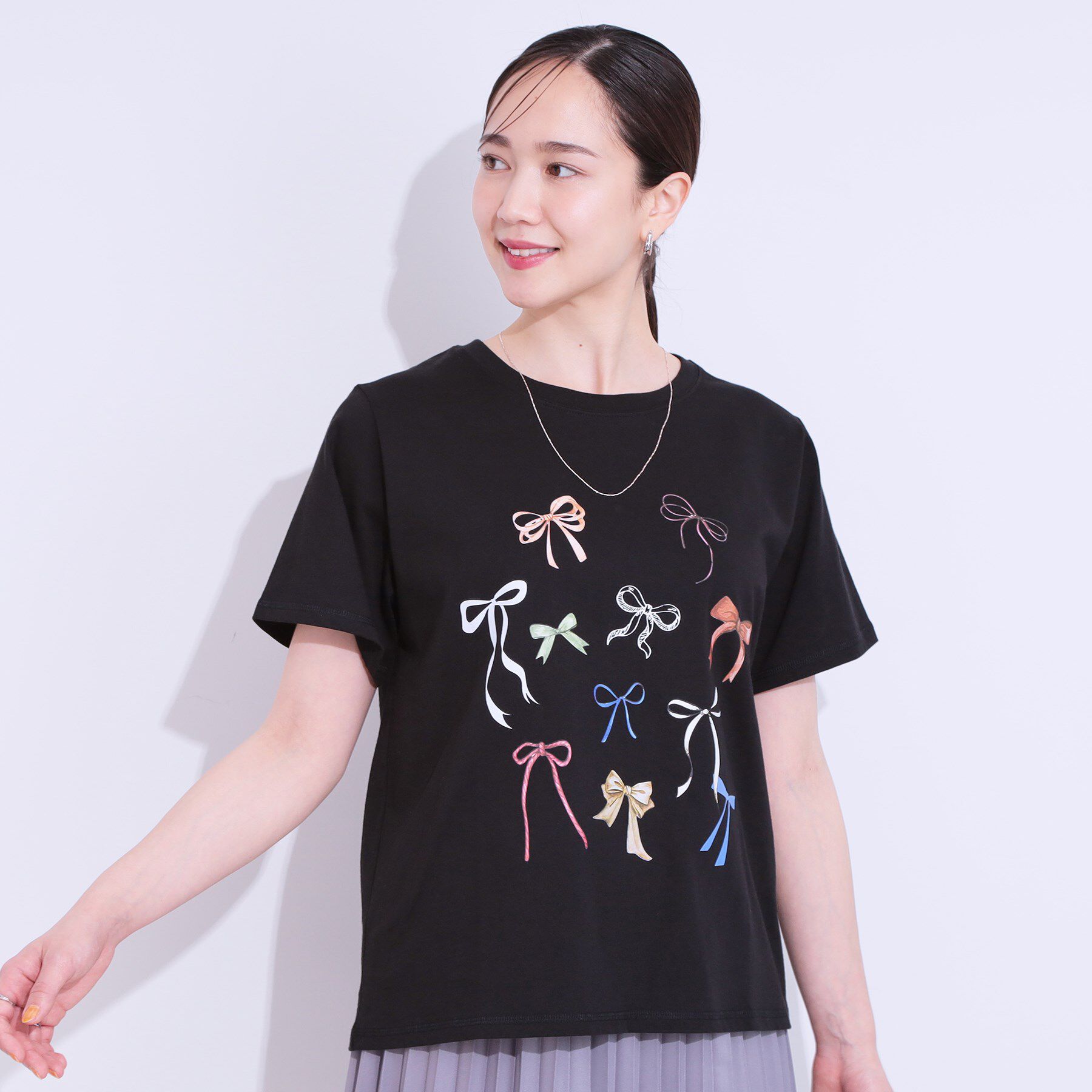 SHOO･LA･RUE「【洗える/S-LL】選べる4柄 プリントアソート ベーシックTシャツ」|Tシャツ・カットソー|