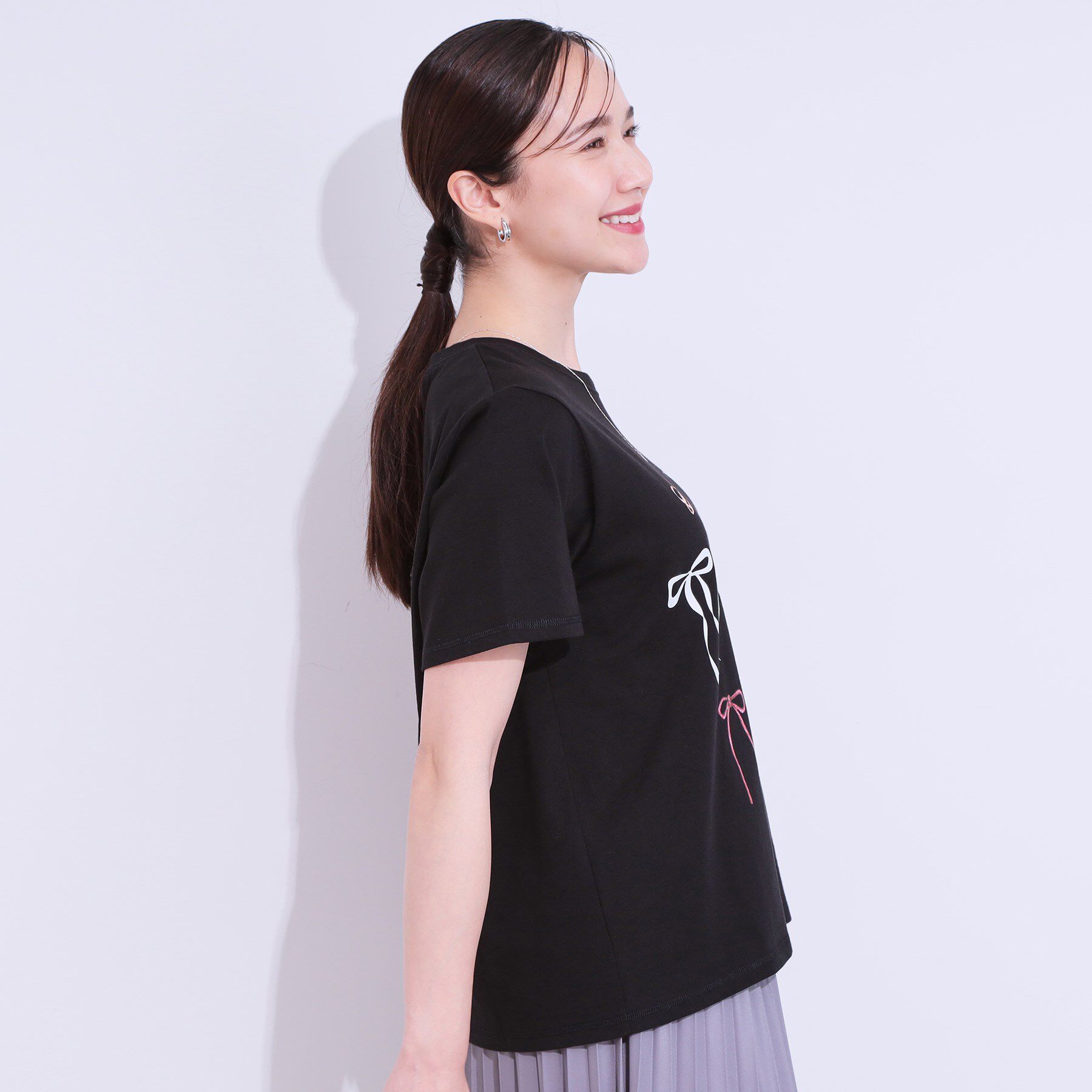 SHOO･LA･RUE「【洗える/S-LL】選べる4柄 プリントアソート ベーシックTシャツ」|Tシャツ・カットソー|