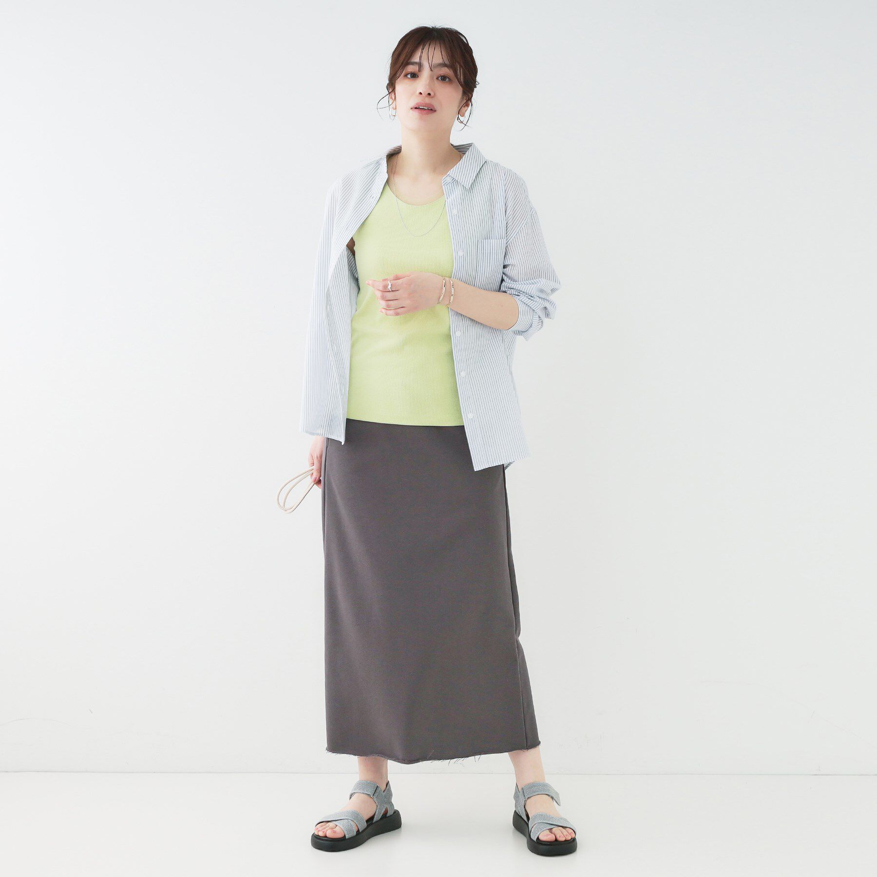 SHOO･LA･RUE「【洗える/S-LL】シアーネックがこなれ見え リブタンクトップ」|Tシャツ・カットソー|