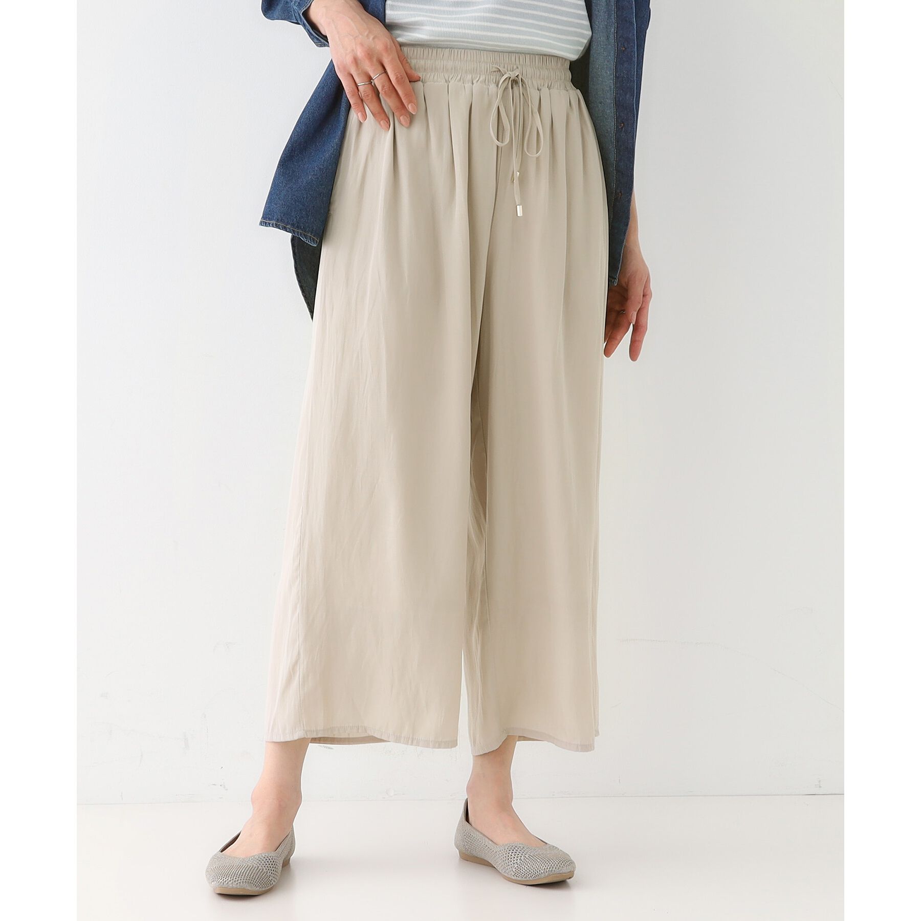 SHOO･LA･RUE「【高レビュー/着丈選べる】さらり柔らか マットサテンワイドパンツ」|その他|