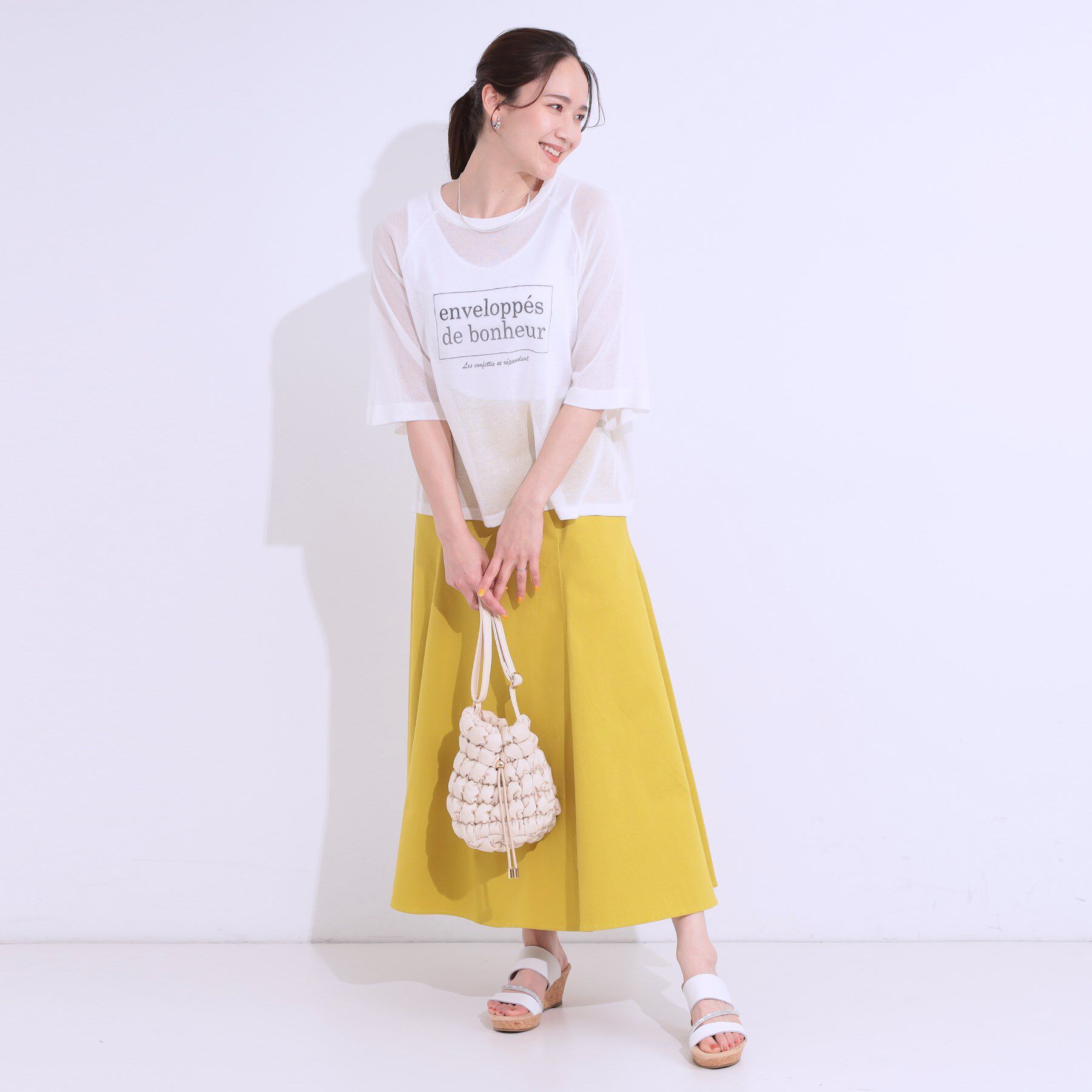 SHOO･LA･RUE「【S-LL】シアー感がこなれ見え お袖ゆったりロゴニット」|ニット・セーター|