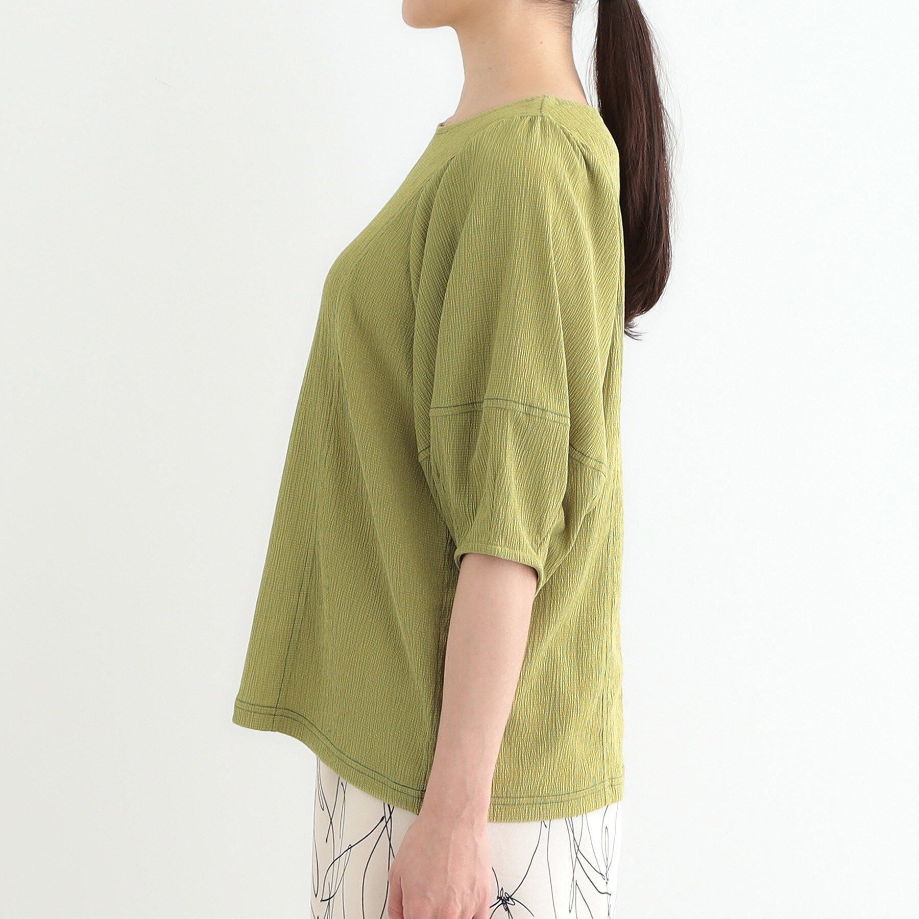 SHOO･LA･RUE「【洗える/S-LL/UV】 配色ステッチがアクセント 大人のデザイントップス」|Tシャツ・カットソー|