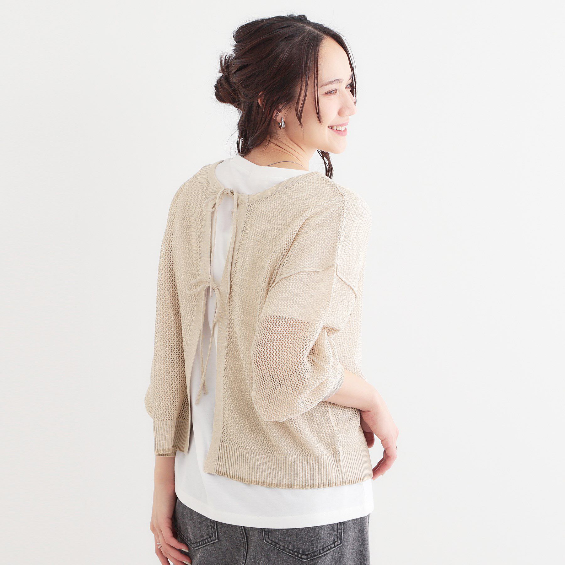 SHOO･LA･RUE「【S-LL/2点セット】前後2WAYで着られるメッシュニット＋ロゴTシャツ」|その他|