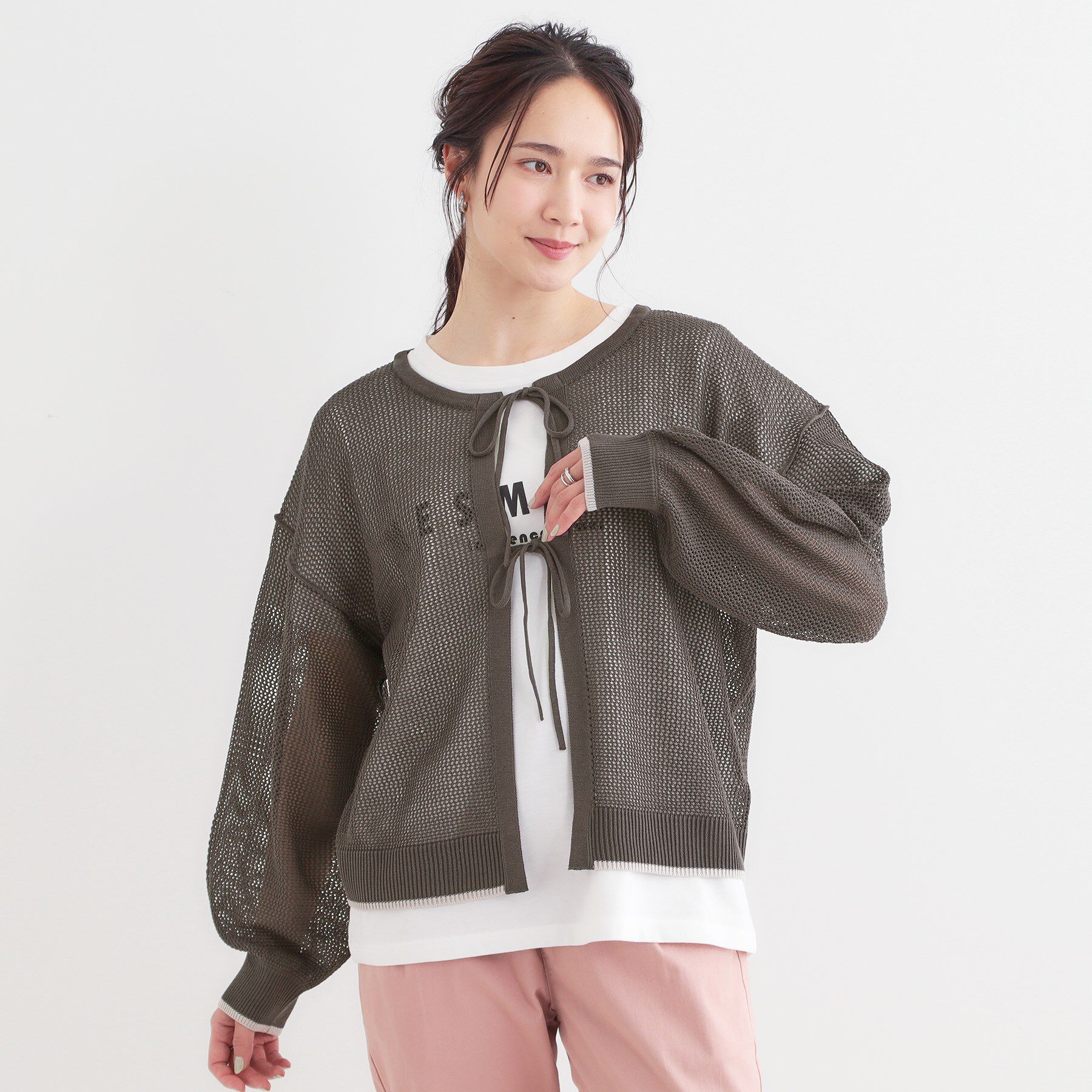 SHOO･LA･RUE「【S-LL/2点セット】前後2WAYで着られるメッシュニット＋ロゴTシャツ」|その他|